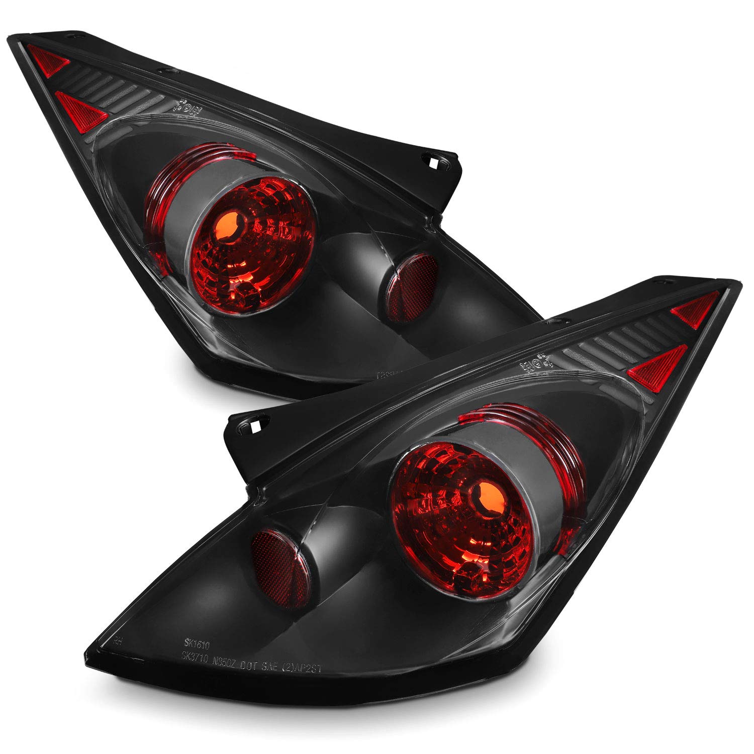 AKKON Black Tail Brake Lights Lamps Pair for 2003-2005 Nissan 350Z Fairlady Z Z33 Sport Coupe JDM - Upgrade Your Car's Style & Safety for Night Driving & Car Shows