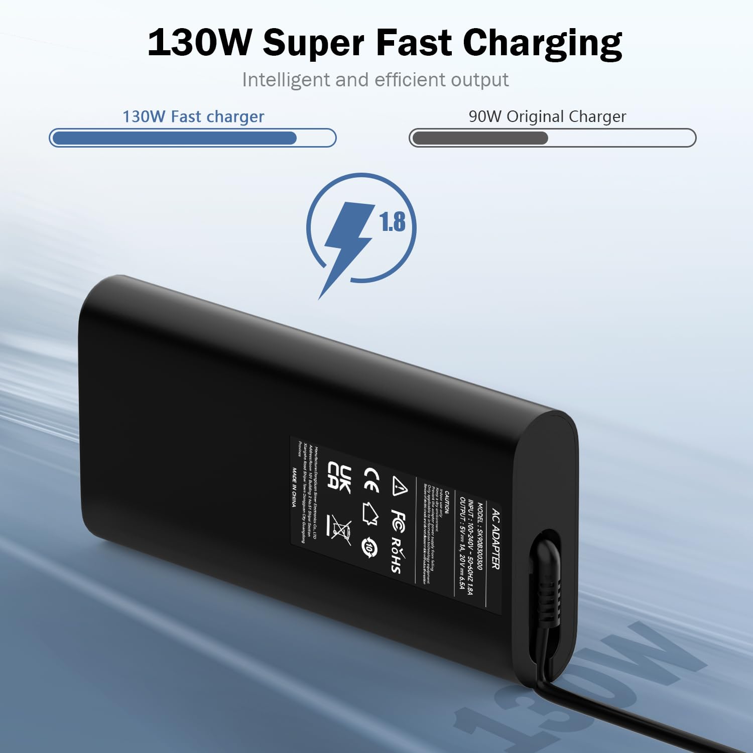 130W USB C Laptop Charger for Dell XPS 15/17 & Precision Series - 20V 6.5A Type C Power Adapter with Fast Charging - Perfect for Home, Office and Travel Use