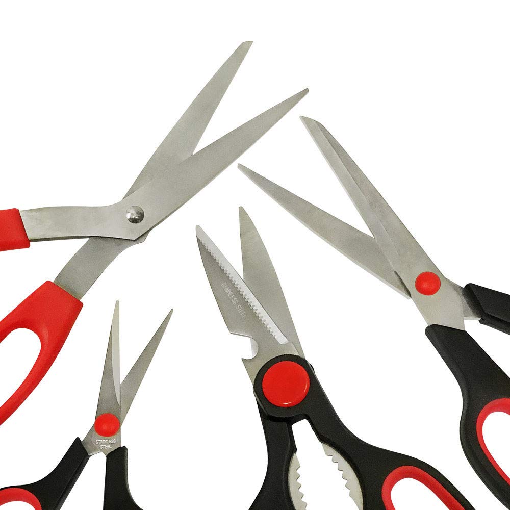 Premium Stainless Steel Heat-Treated Scissors Set - 4-Piece Multi-Purpose Kitchen & Craft Shears for Cutting Fabric, Paper, Herbs & More - Ideal for Home, Office & DIY Projects