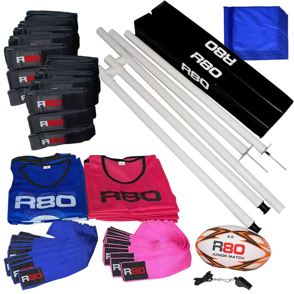 R80 Junior Rippa Team Football Goal Sets with Posts & Corner Poles - Perfect for Youth Soccer Practice, Backyard Games, and School PE Classes