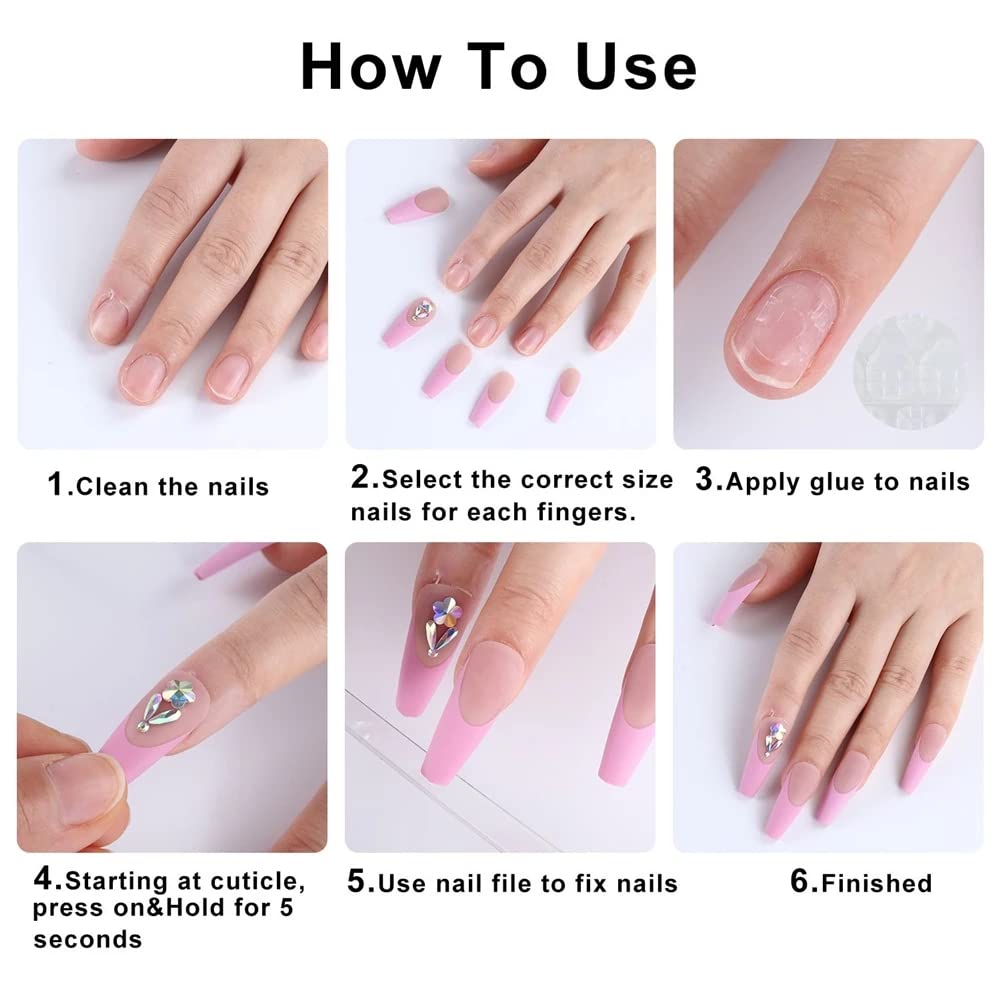 24pcs Short Square Press on Nails - French Tip Fake Nails with White Flower & Star Glitter Design | Luxury Nail Charms for Women | Perfect for Parties, Weddings & Daily Manicure