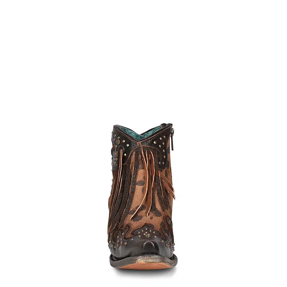 Women's Corral Brown Western Cowgirl Leather Ankle Boots - Stylish & Comfortable for Rodeo, Country Dancing & Everyday Wear