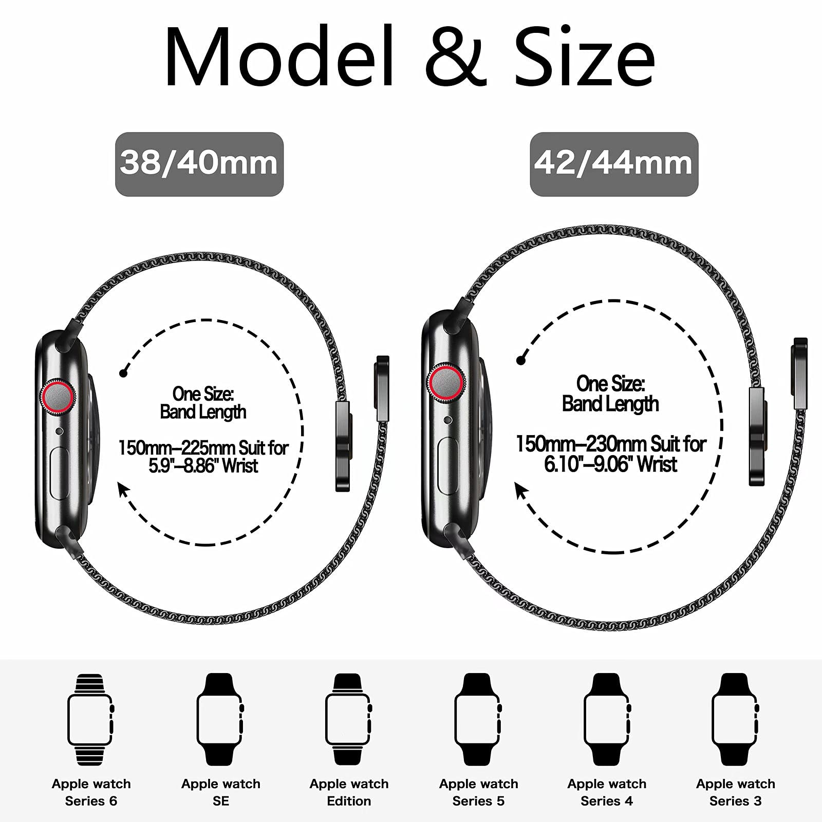 Stainless Steel Apple Watch Band 38mm 40mm 41mm 42mm 44mm 45mm - Magnetic Adjustable Strap with Screen Protector Case for iWatch Series 9/8/7/6/5/4/SE/3/2/1 - Perfect for Workouts, Office & Everyday Wear for Men & Women