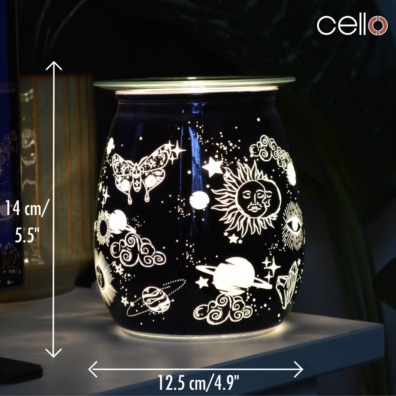 Celestial Electric Wax Warmer - Midnight Blue Aromatherapy Diffuser for Home, Office & Spa Relaxation