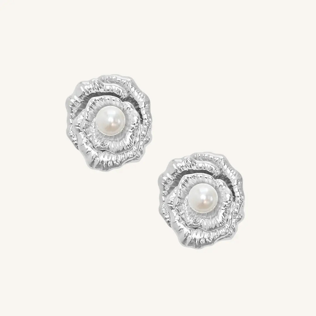 Rose Pearl Stud Earrings for Women - Elegant Freshwater Pearl Jewelry Gift for Wedding, Party & Daily Wear