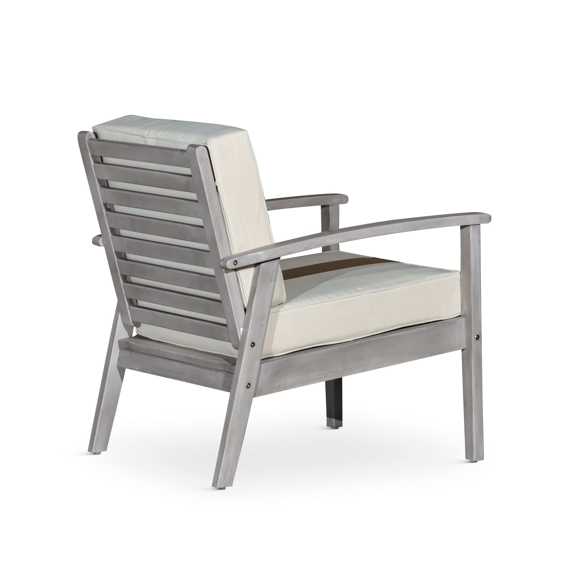 DTY Outdoor Living Longs Peak Deep Seat Eucalyptus Chair - Silver Gray Finish with Sage Green Cushions | Patio Furniture for Backyard, Garden & Poolside Relaxation
