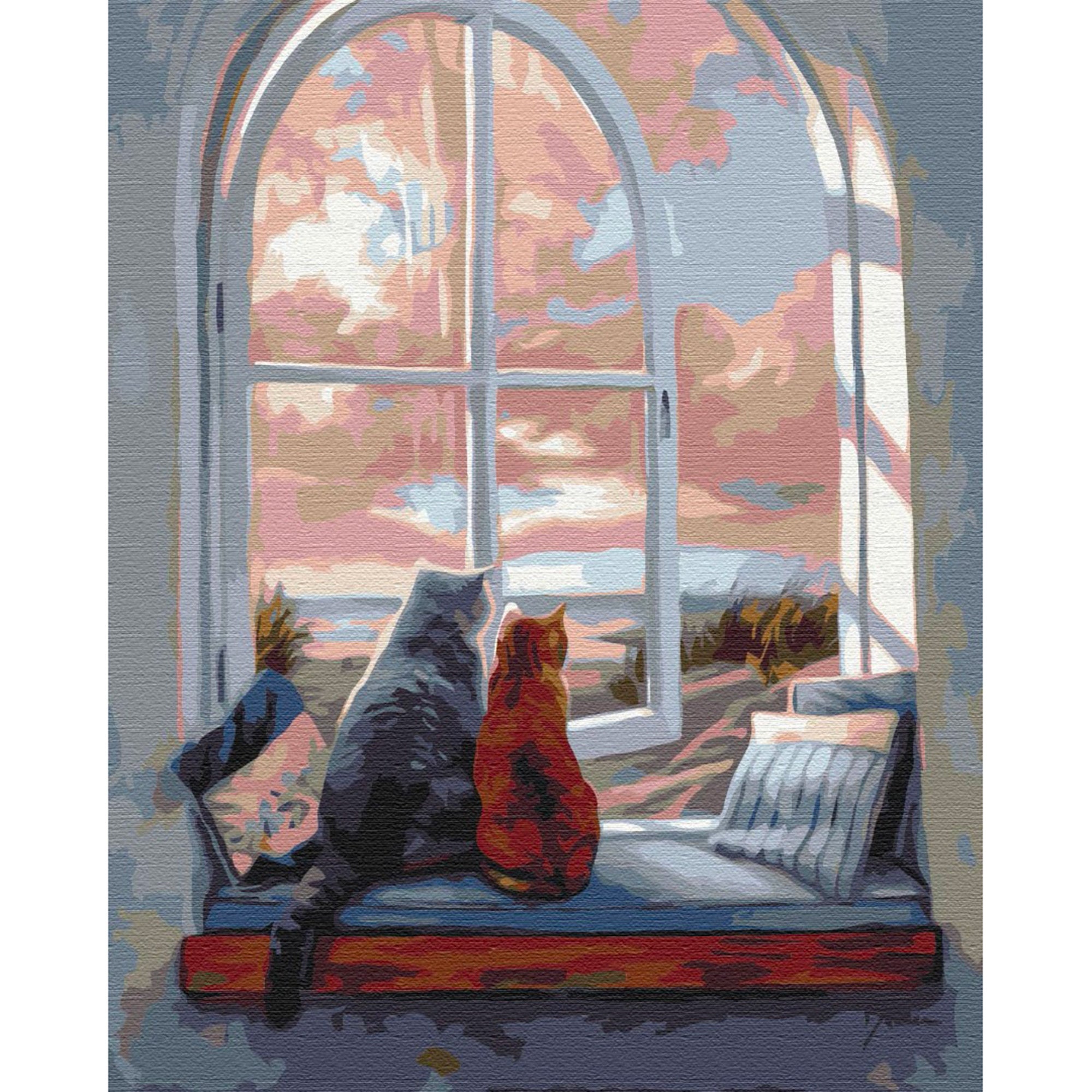 Custom Paint by Numbers Kit for Beginners - Beautiful Landscape Art with Cats - Perfect for Relaxation, Home Decor & Gift Ideas