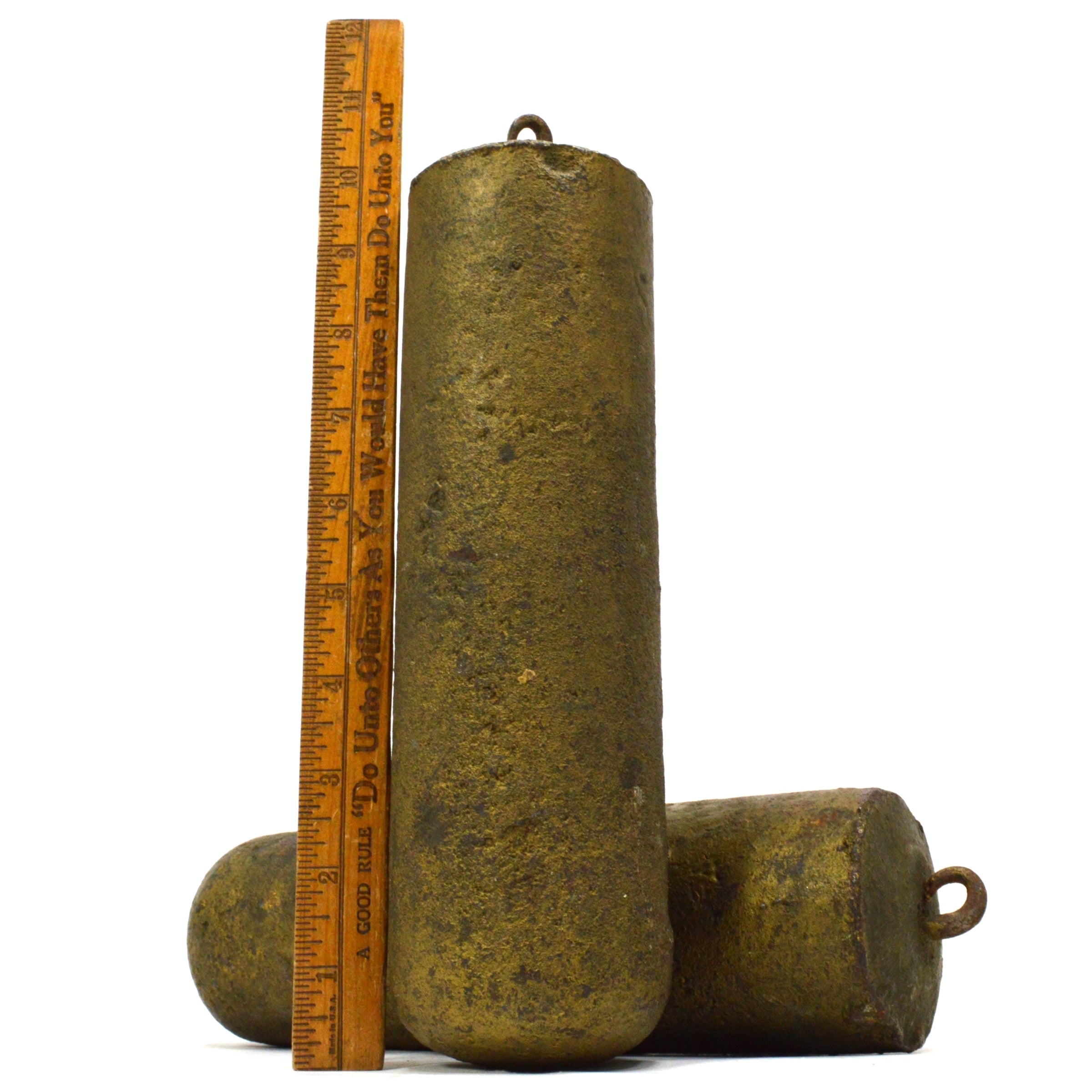 Vintage Cast Iron Clock Weights - Lot of 2 Heavy 10-Cylinder Antique Weights (30 lbs Total) for Grandfather Clocks & Mechanical Timepieces Restoration