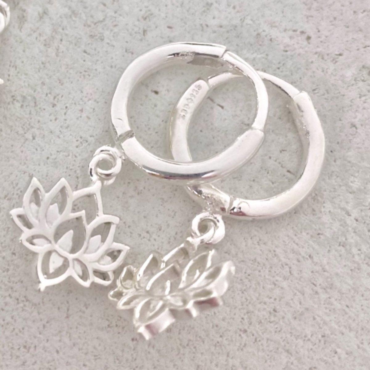 Boho Chic Sterling Silver Lotus Flower Hoop Earrings for Women - Perfect for Festival, Wedding & Everyday Wear