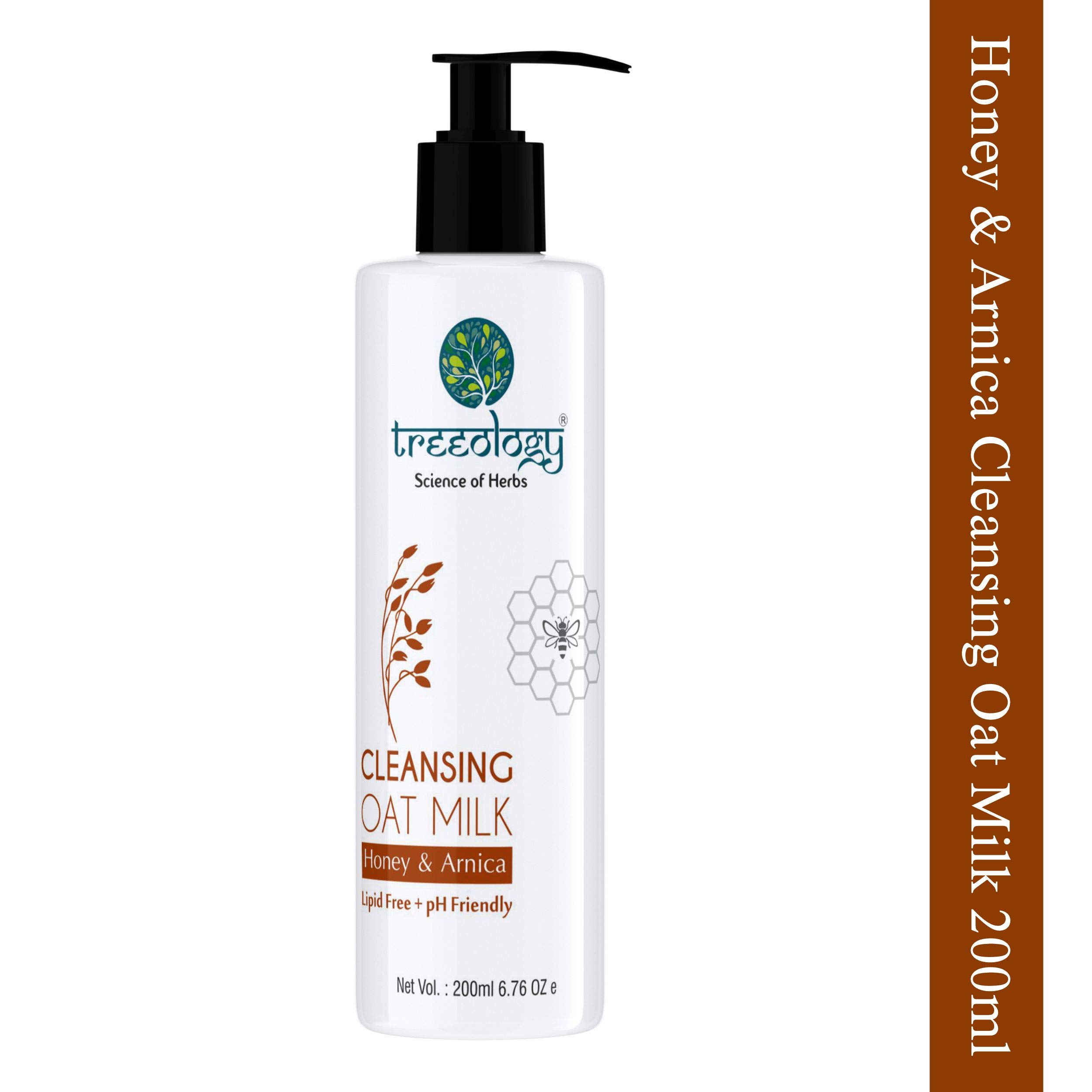 Treeology Natural Honey & Arnica Cleansing Oat Milk with Jojoba & Hydrolyzed Vegetable Protein - Soothing Oat Milk Powder Formula for Smooth Skin | Gentle Face Wash for Dry, Sensitive Skin | Perfect for Morning & Night Skincare Routine
