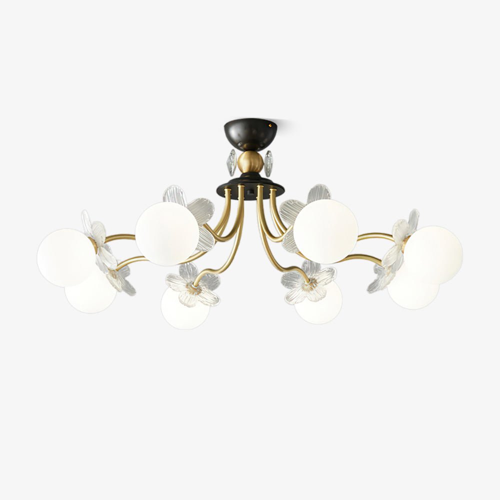 Elegant Blossom Flower Glass Chandelier - Modern Crystal Ceiling Light Fixture for Dining Room, Bedroom & Living Room Decor
