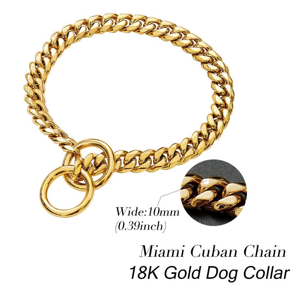 Gold Cuban Link Dog Necklace Collar for Small Medium Large Dogs - Stylish Pet Jewelry for Small, Medium & Large Breeds | Perfect for Daily Walks, Pet Photos & Special Occasions