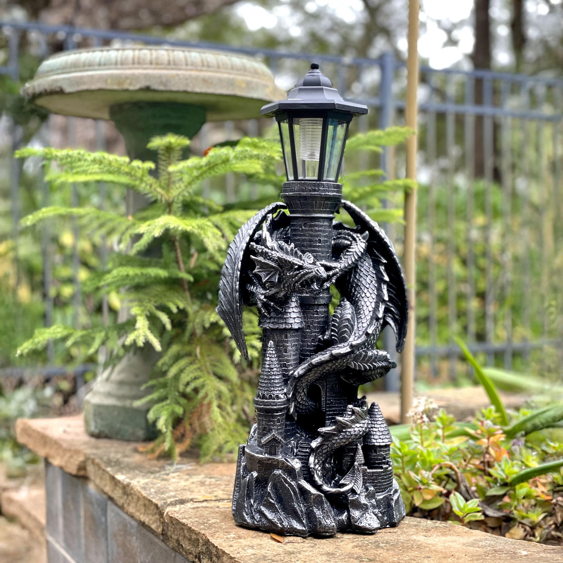 Solar-Powered Medieval Dragon Statue with LED Lantern - 21 Inch Gothic Outdoor Decor for Garden, Patio & Castle Theme - Keeper of The Castle Symbolizing Protection & Enchantment