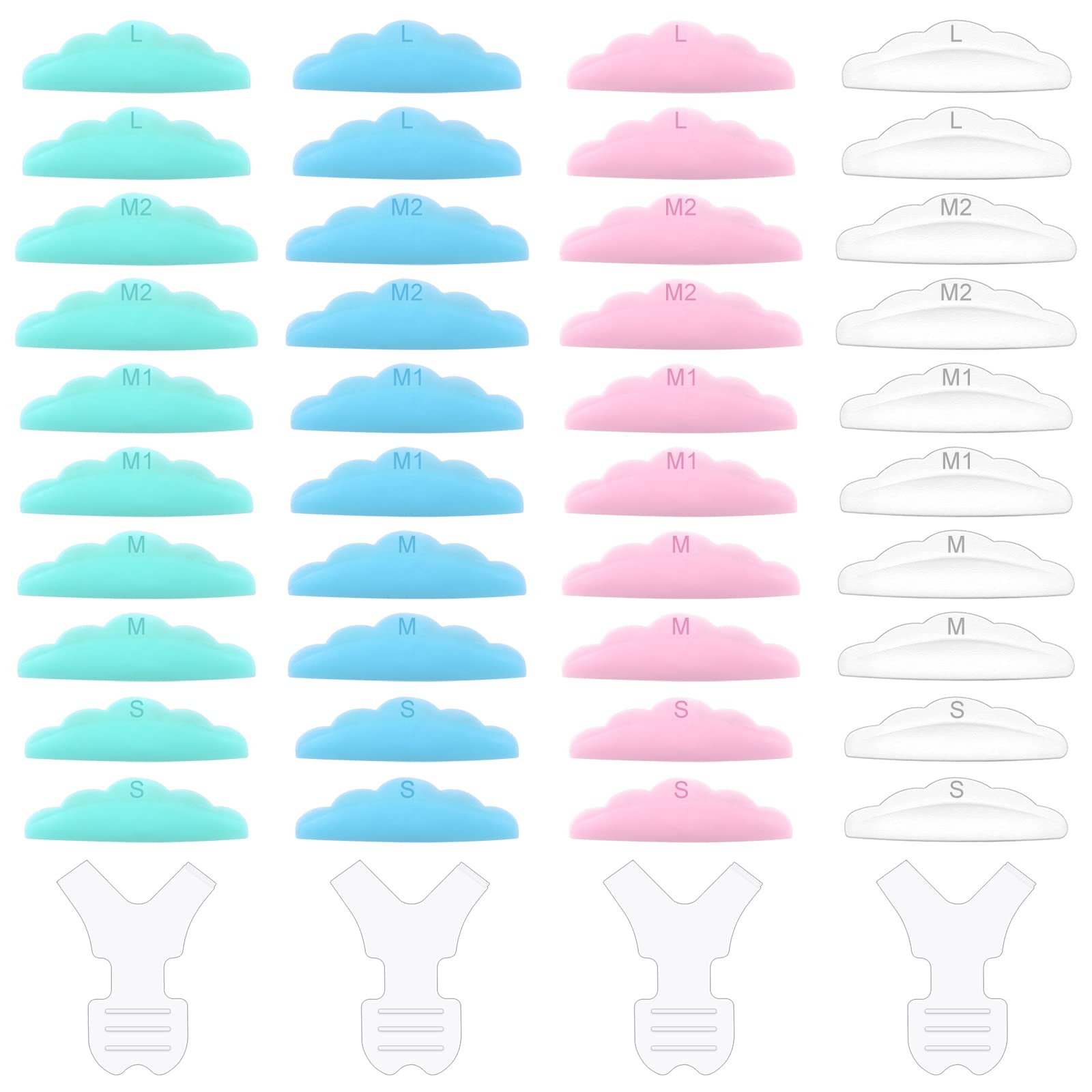 Professional Eyelash Perming Curler Set - 5 Sizes Silicone Eyelash Shield Pads with Y-Shape Brush - Reusable Lash Lift Kit (44pcs) for Salon & Home Use - Perfect for Eyelash Extensions & Beauty Treatments