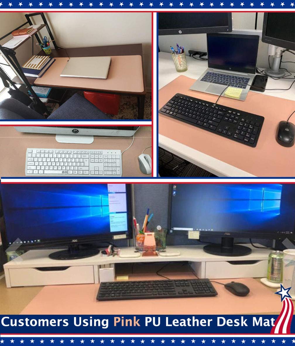 24 x 60 Inch Large Desk Mat - Non-Slip PU Leather Desk Pad for Laptop, Computer & Gaming | Waterproof Keyboard Mouse Pad & Writing Surface Protector for Office, Home & School (Black)
