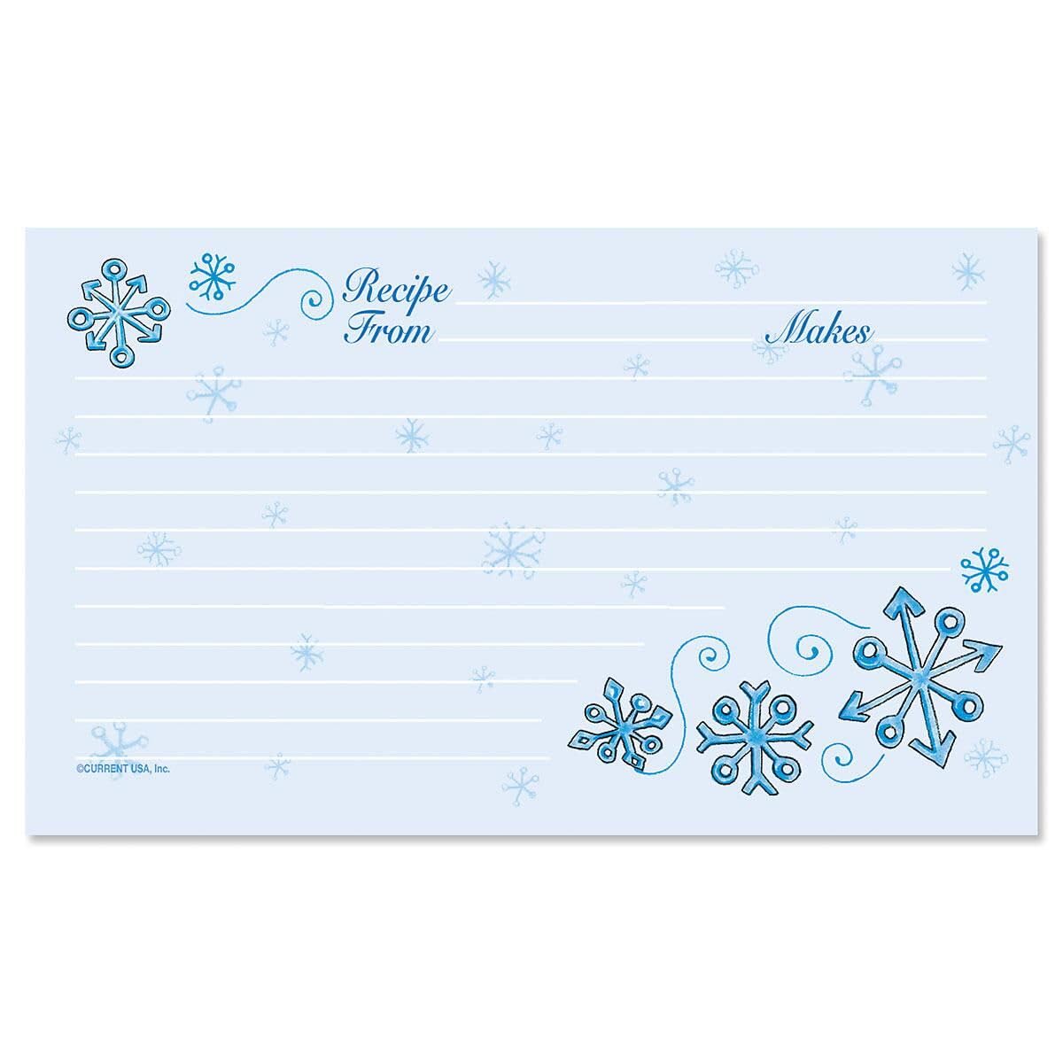 Blue Snow Recipe Cards - 3x5 Inches Blank Cardstock, 50-Pack for Thanksgiving, Baking, Christmas & Holiday Gifts | Perfect for Family Recipes, Cookie Exchanges & Bridal Showers | Handwritten Recipe Keepsakes & Thoughtful Gift Idea