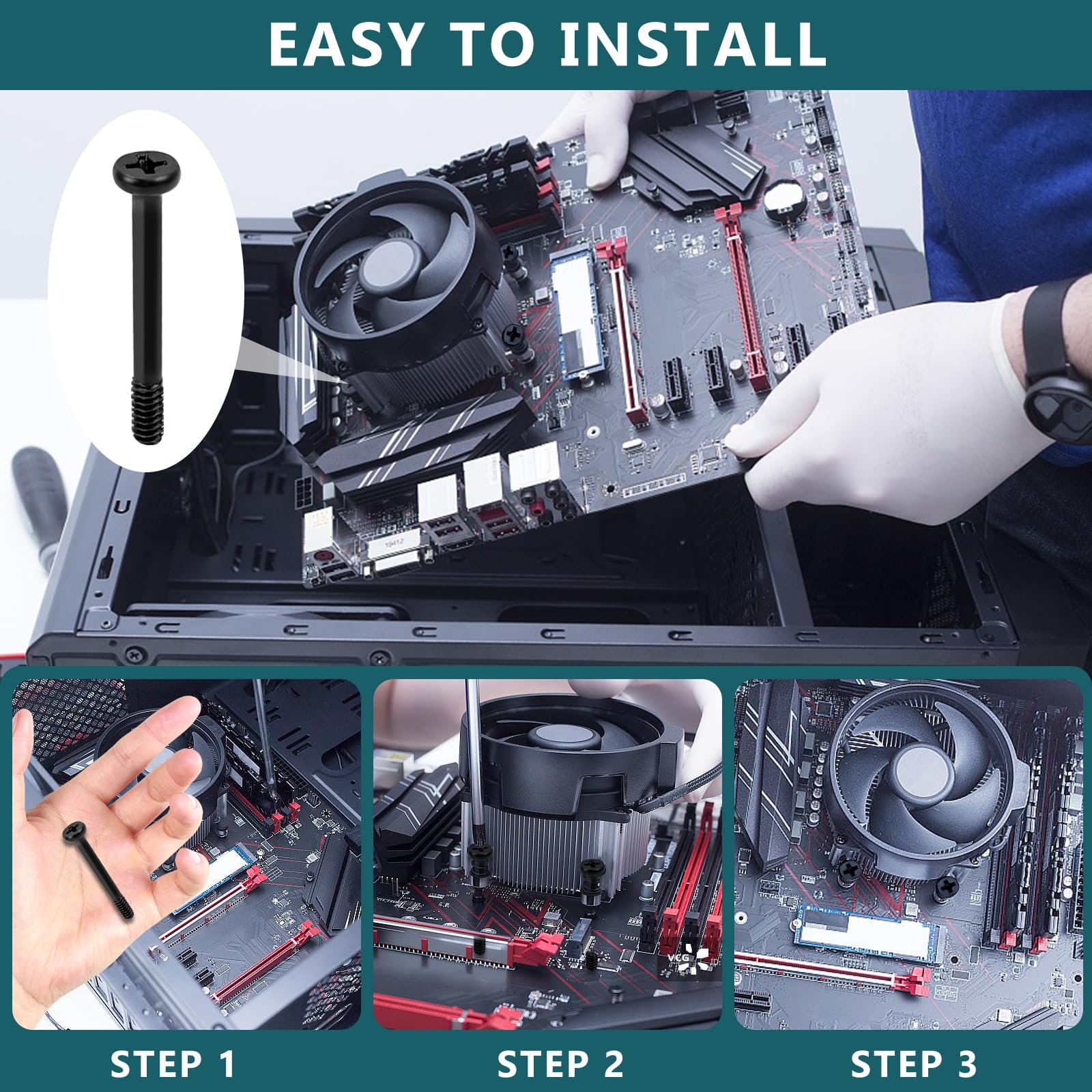 120 Pcs M3.5 & M5 Computer Case Fan Screws Kit - 3mm & 10mm Laptop Cooling Fan Screws for PC Case, Motherboard, Radiator Installation - Perfect for Gaming PC Builds and Computer Hardware Upgrades