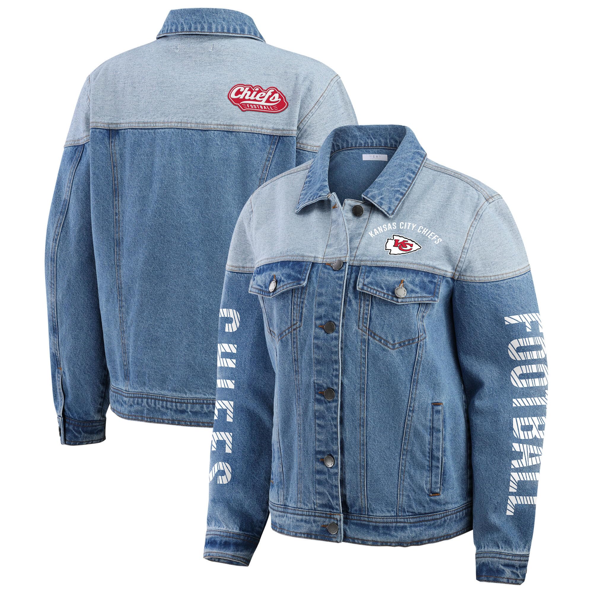 WEAR by Erin Andrews Women's NFL Full-Button Jacket - Official Licensed Football Jacket for Women - Stylish Outerwear for Game Day & Casual Wear