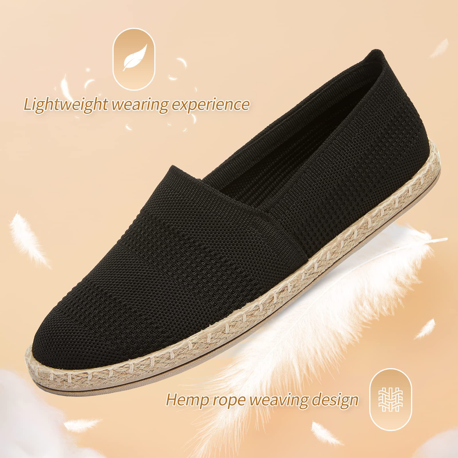 POVOGER Women's Black Mesh Slip-On Loafers - Breathable Soft Casual Flats for Women | Comfortable Everyday Shoes for Work, Walking & Travel