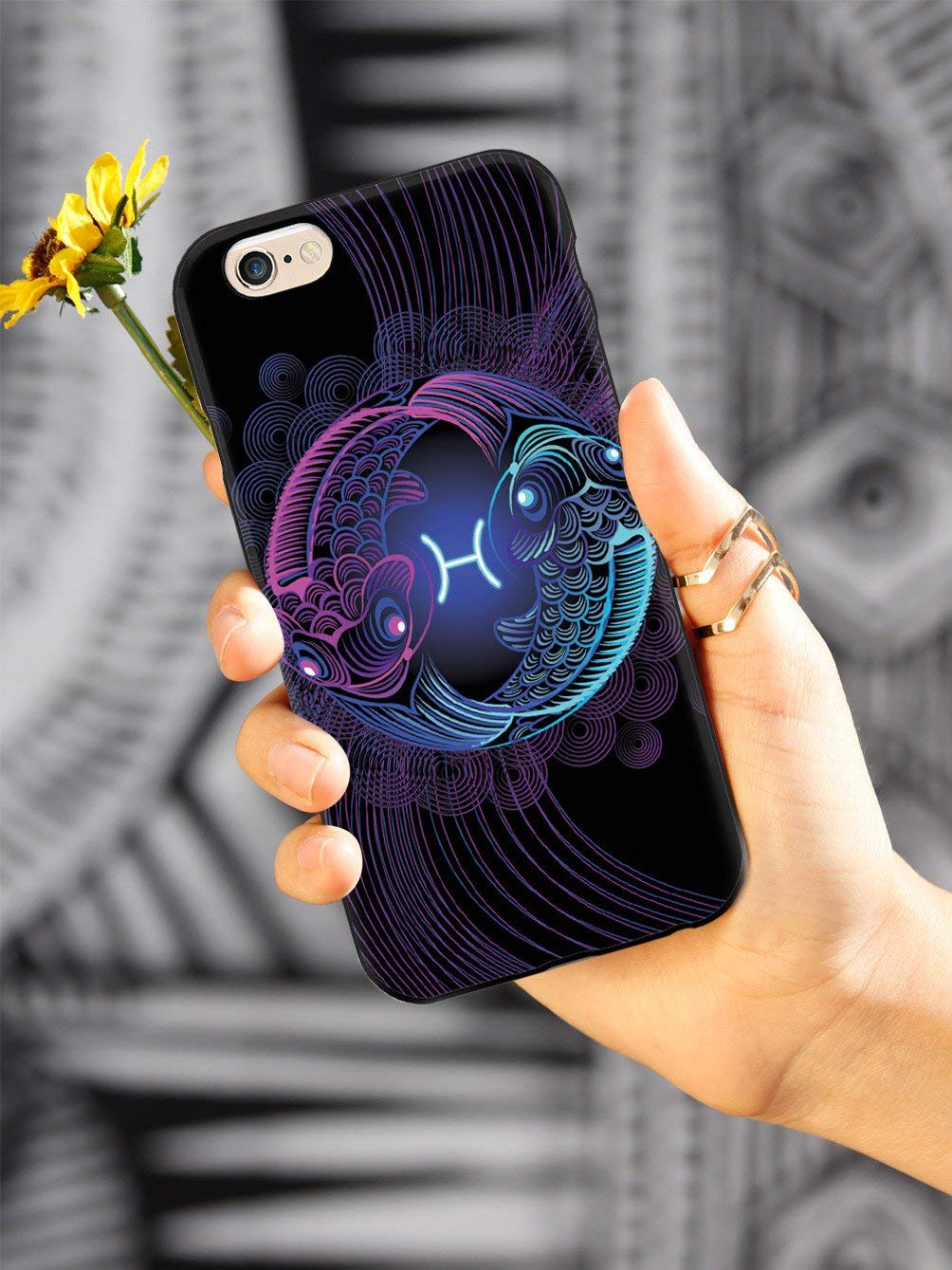 **Inspired Cases - Protective iPhone SE Case with 3D Textured Design - Compatible with Apple iPhone SE (2020/2nd Gen) - Neon Zodiac Pisces - Perfect for Everyday Use, Travel & Style**