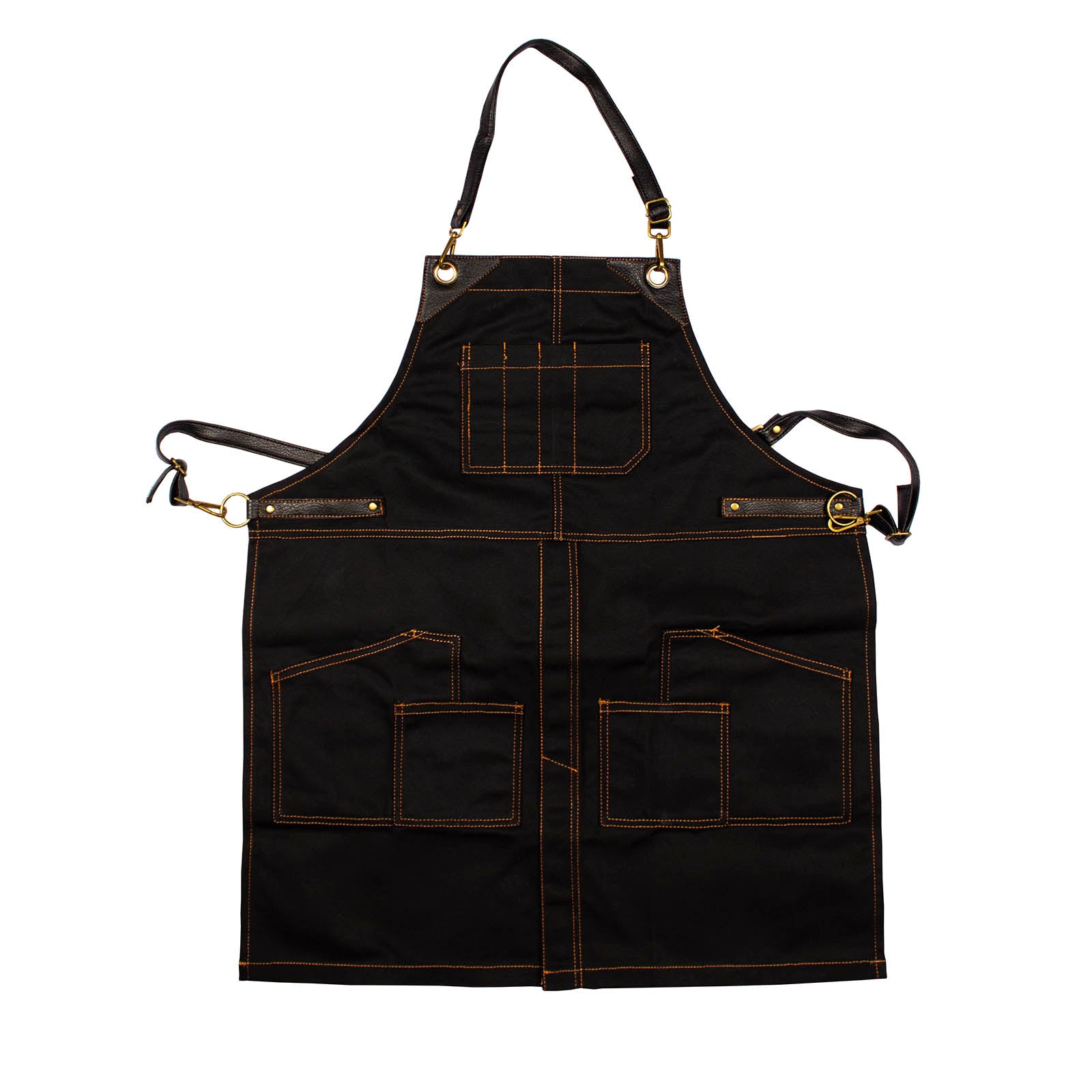 BarConic® Cross Back Apron with Adjustable Leather Straps - Premium Kitchen & BBQ Cooking Apron for Chefs, Grillers & Home Cooks - Ideal for Cooking, Baking, Outdoor Grilling & Hosting Parties