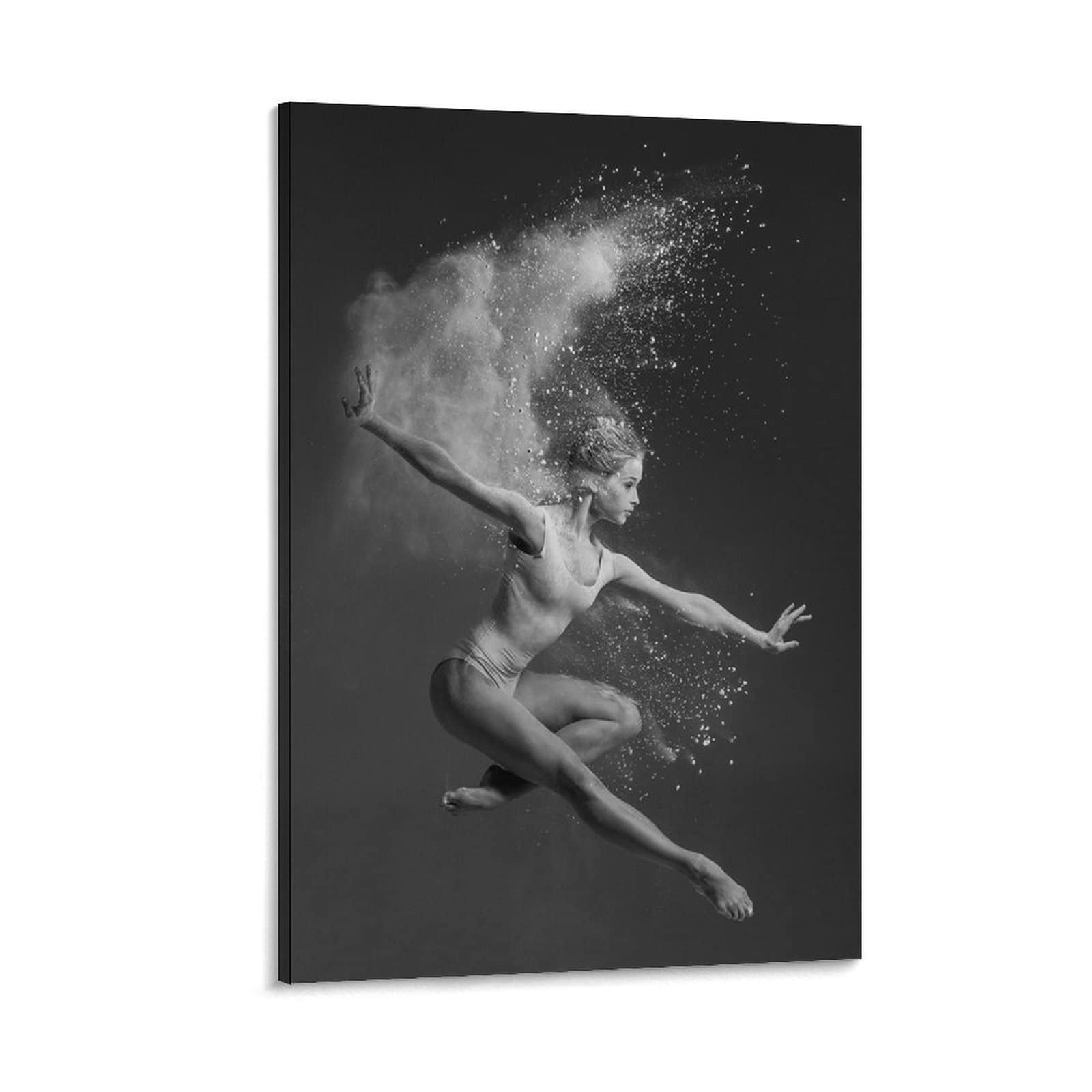 Rucatto Gymnast Ballerina Wall Art - White Smoke Black & White Aesthetic Canvas Painting Poster for Female Athletes (20x30cm/8x12inch) - Perfect for Living Room, Bedroom & Dance Studio Decor