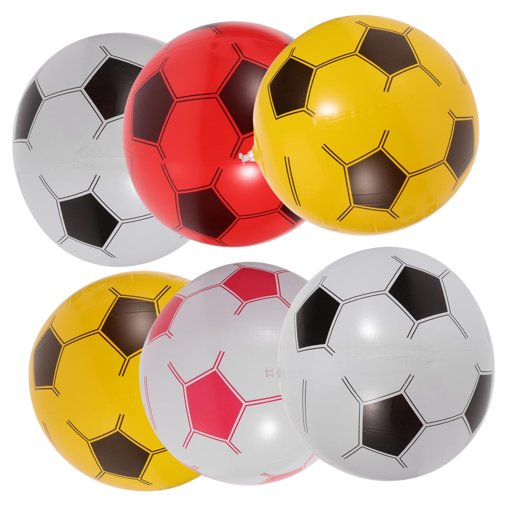 6-Piece Inflatable PVC Soccer Ball Set for Kids - White Outdoor Football Toys for Playground, Beach & Backyard Sports Games | Perfect for Birthday Gifts & Summer Activities