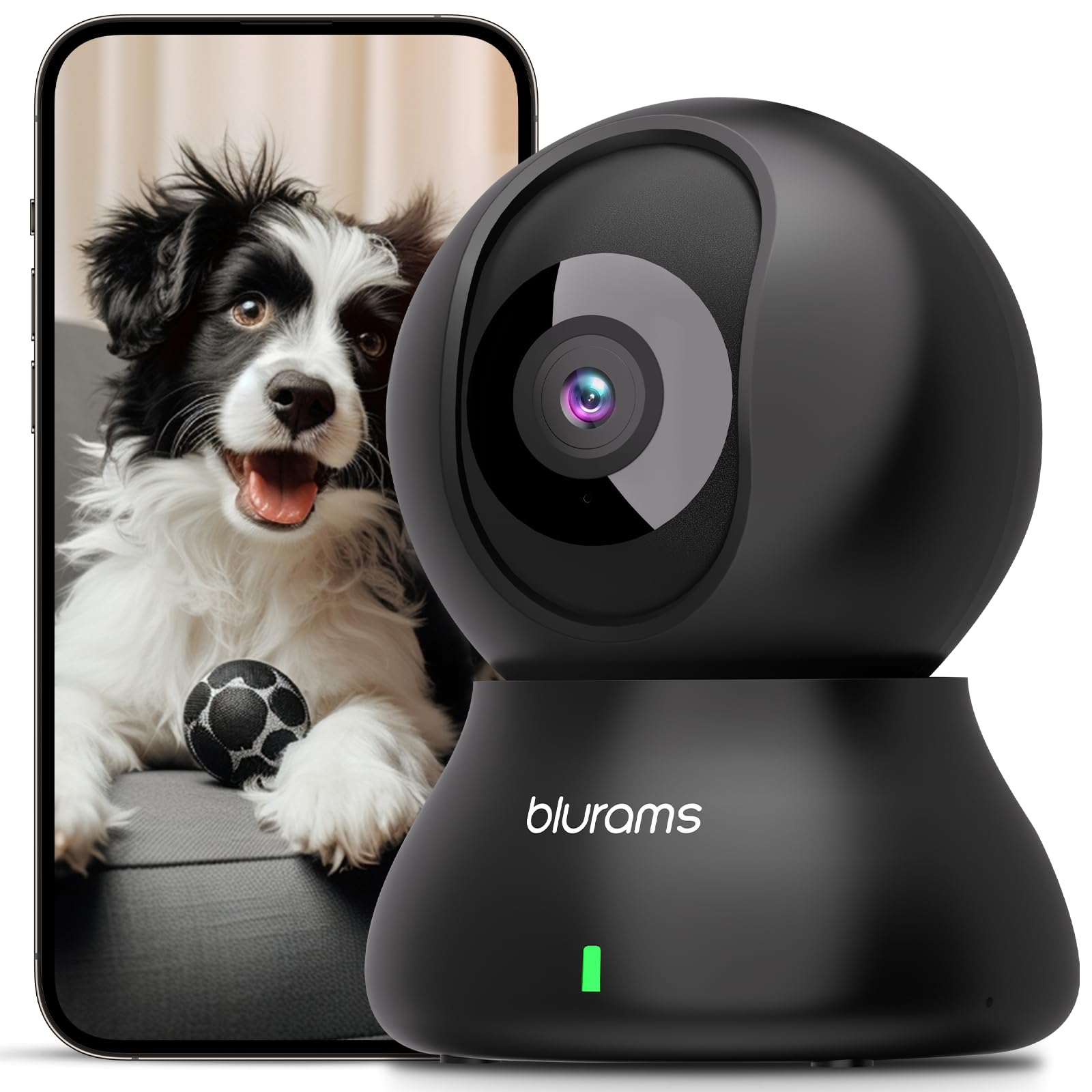 Blurams 2K Pet Camera with Night Vision & Motion Tracking - 360° Indoor Security Camera for Dogs, 2-Way Audio, Cloud/SD Storage, Alexa Compatible - Perfect for Home Monitoring & Pet Care