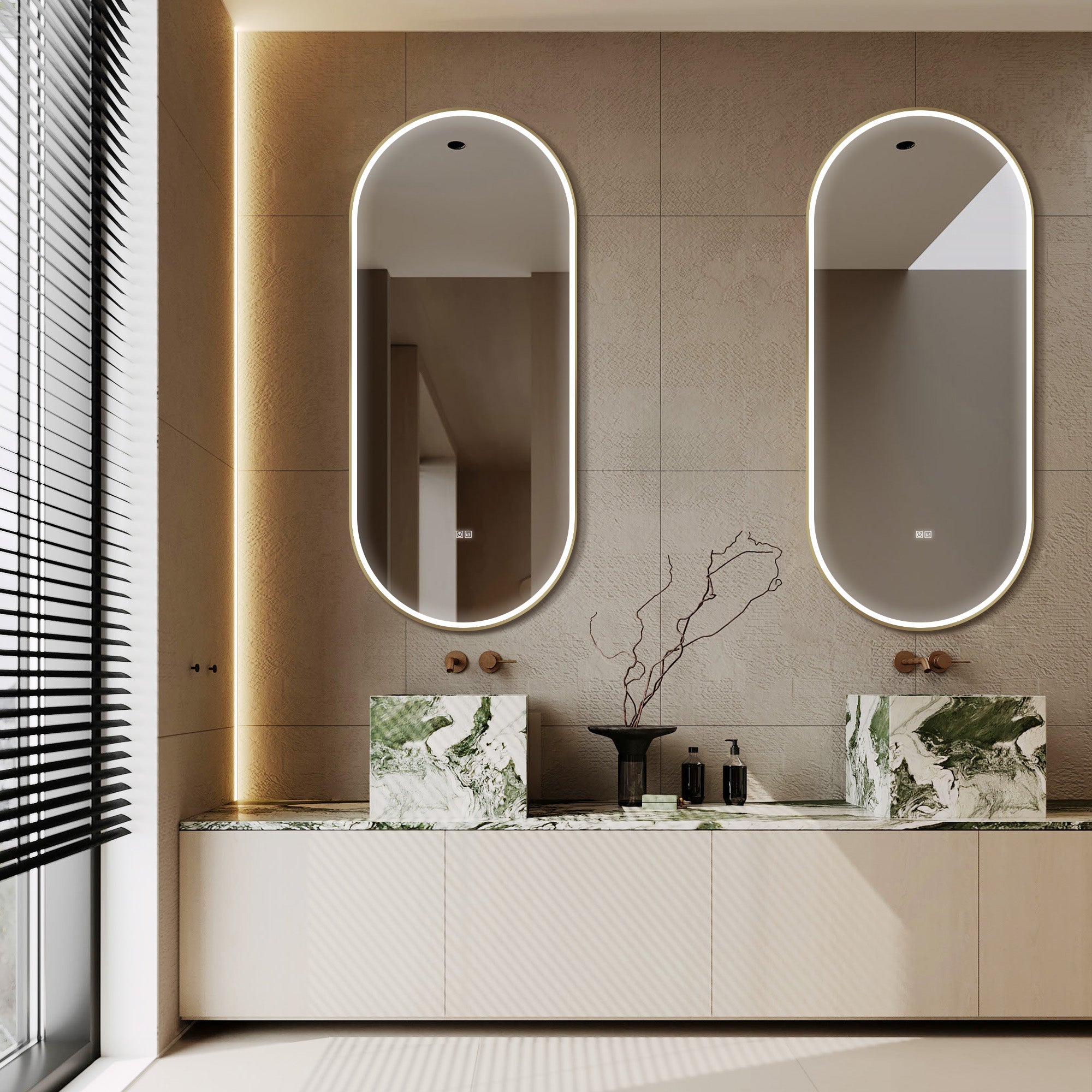 Custom Oval LED Mirror with Frame - Modern Vanity Mirror for Bathroom, Bedroom & Dressing Room | Energy-Efficient Lighting for Makeup & Grooming