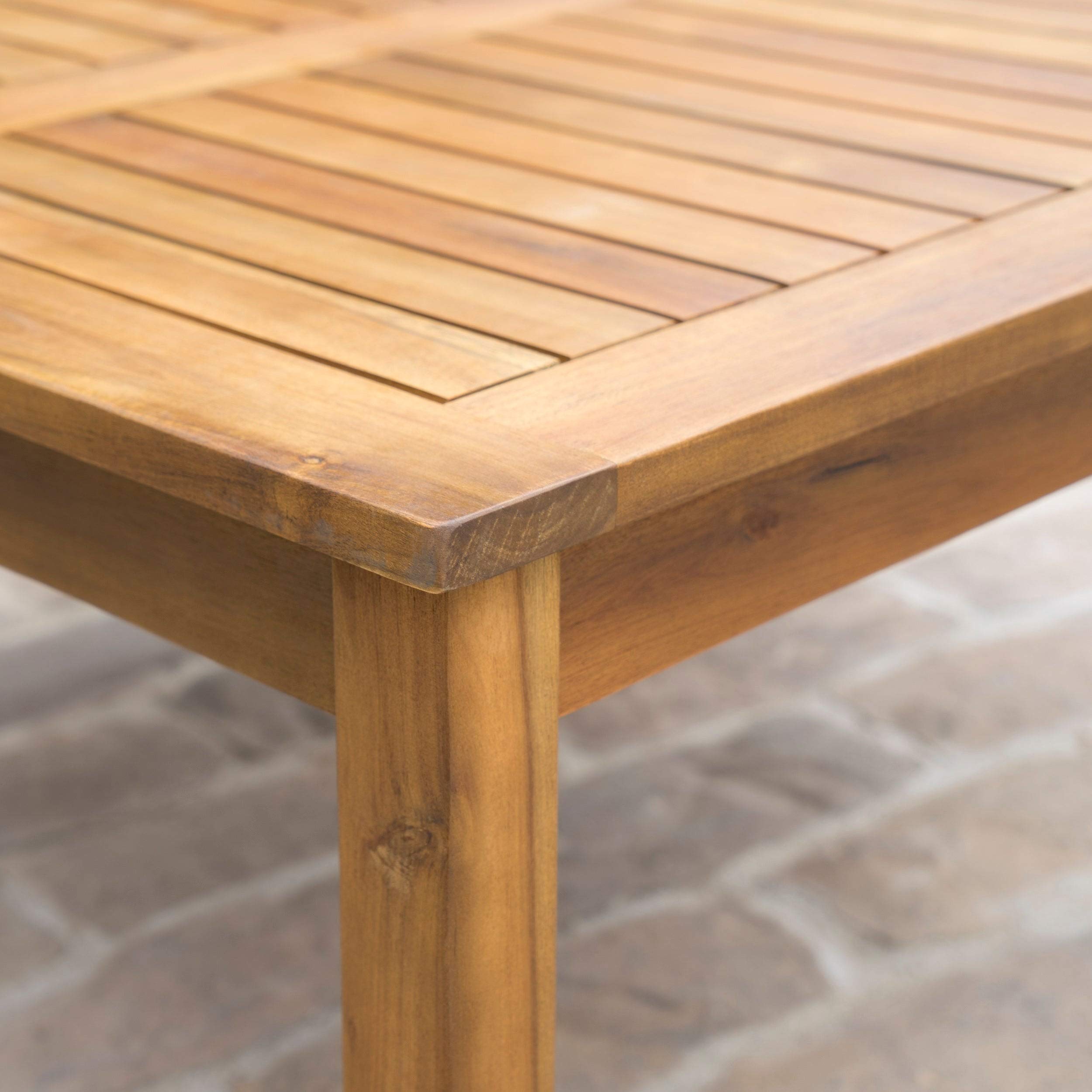 Acacia Wood Outdoor Coffee Table - Square Brown Weather-Resistant Patio Furniture for Garden, Deck, and Poolside Use