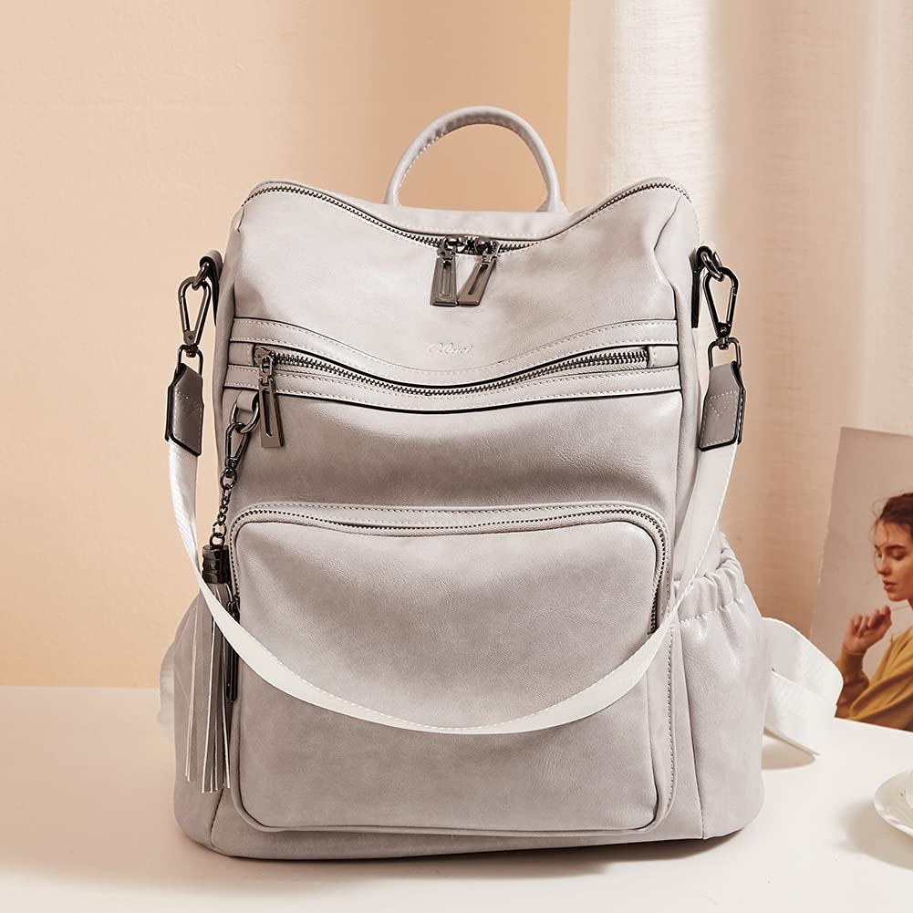 CLUCI Women's Fashion Leather Backpack Purse - Large Designer Shoulder Bag with Tassel for Travel, Work & Daily Use | Stylish Handbag for Commuting, Shopping & Weekend Outings