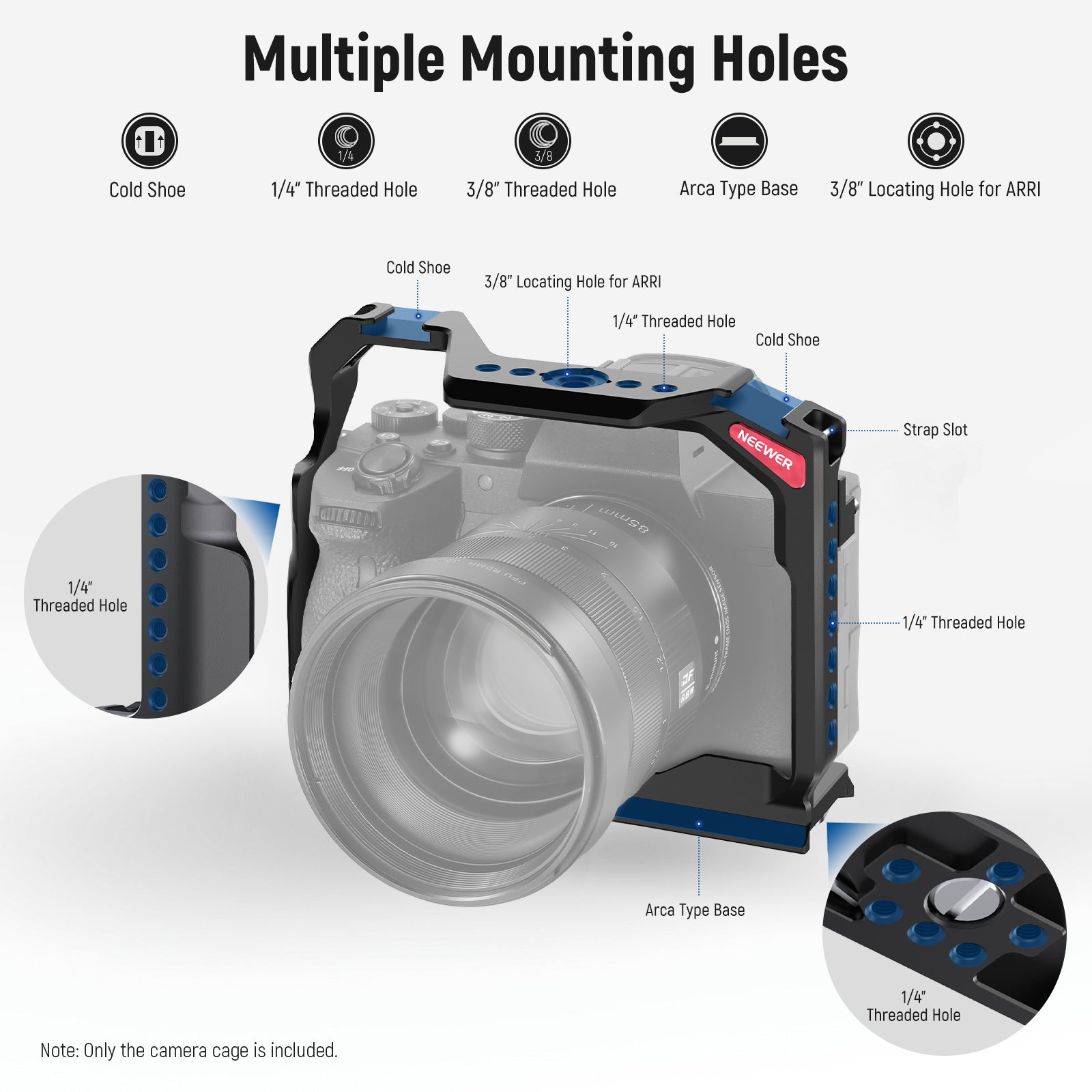 NEEWER CA004 Camera Cage Compatible with Sony a7RV, a7IV, a7RIV, a7SIII, a1 - Professional Aluminum Alloy Rig for Vlogging, Filmmaking & Photography