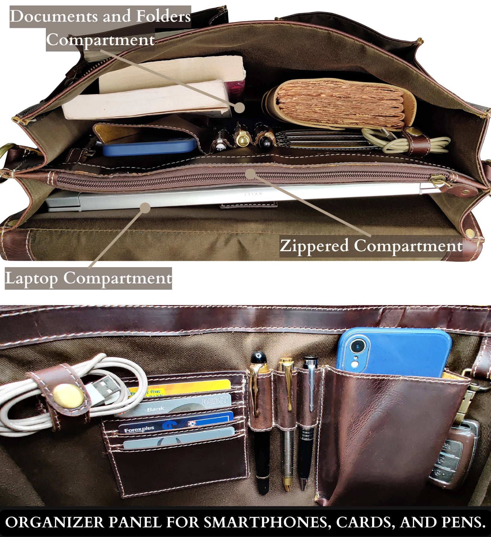 Wayne Premium 16 Inch Genuine Leather Satchel Briefcase for Men & Women - Business Laptop Bag with Shoulder Strap (Walnut Brown) - Perfect for Office, Work, Travel & Daily Commute
