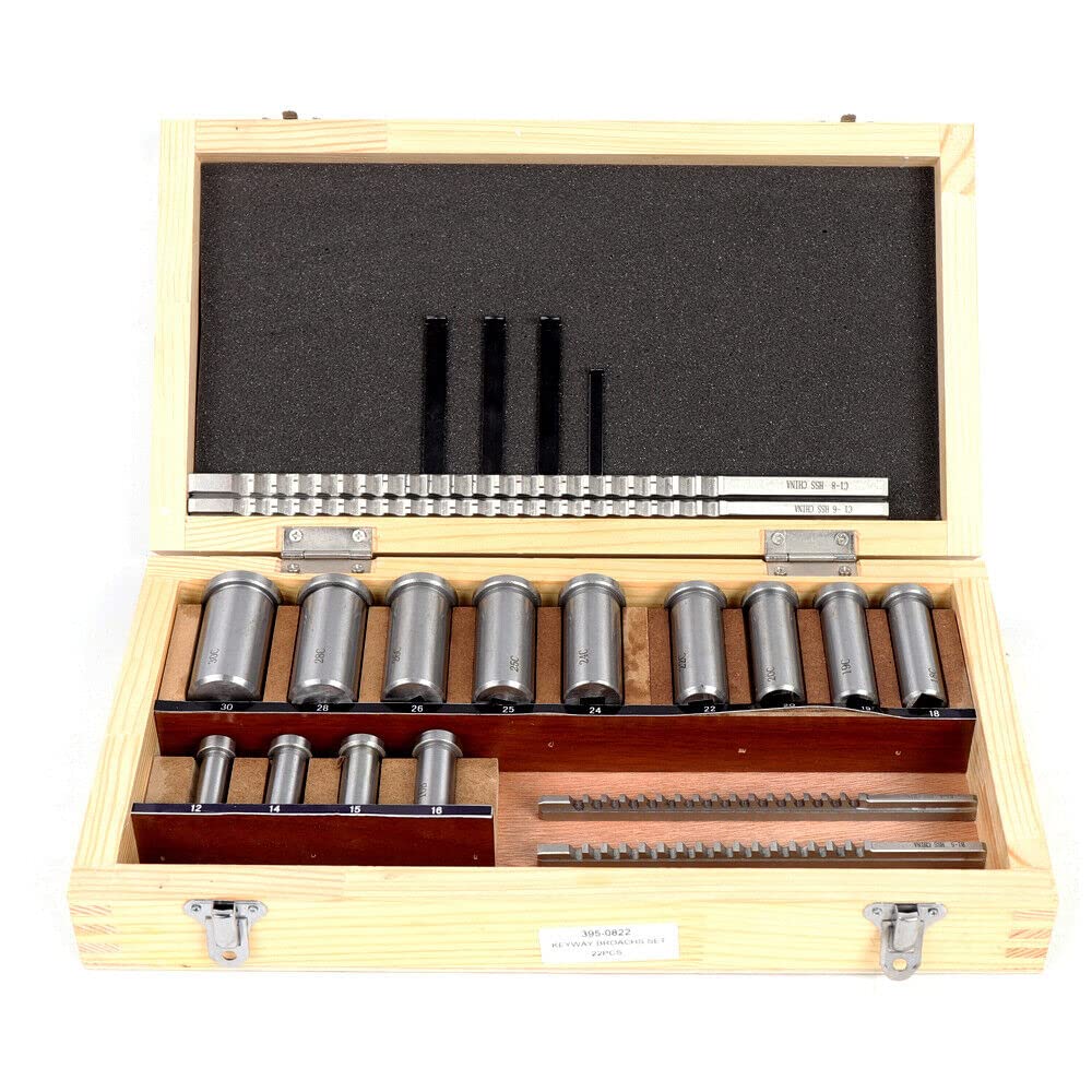 22 PCS Metric Keyway Broach Set - Professional Metal Processing Kit for Milling Machines with Ferrule Bushing Gaskets | Industrial Tools for Metalworking, CNC Machining & DIY Projects