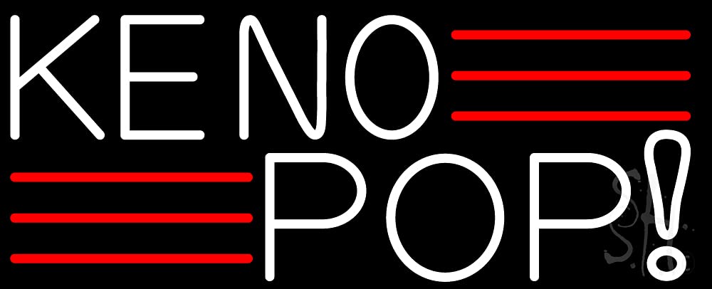 Keno Pop 2 LED Neon Sign - 10x24 Inches Wall Decor with Dimmer, Black Square Cut Acrylic Backing - Bright Premium Indoor Neon Light for Home, Bar, Game Room, Arcade & Storefront Signage