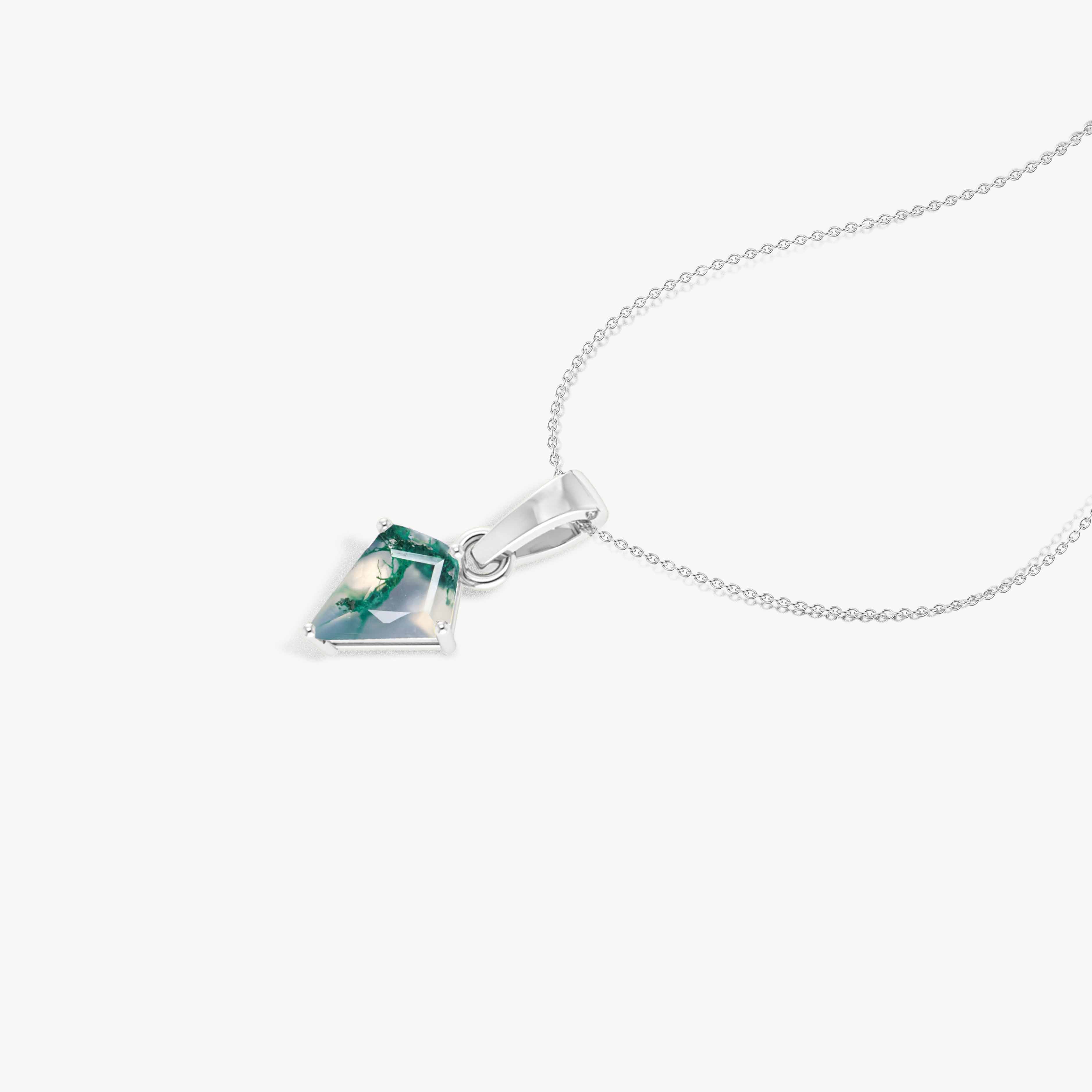 **Moss Agate Kite Gemstone Pendant Necklace – Natural Stone Jewelry for Women, Healing Crystal Gift for Spiritual Protection & Positive Energy – Perfect for Meditation, Yoga & Everyday Wear**