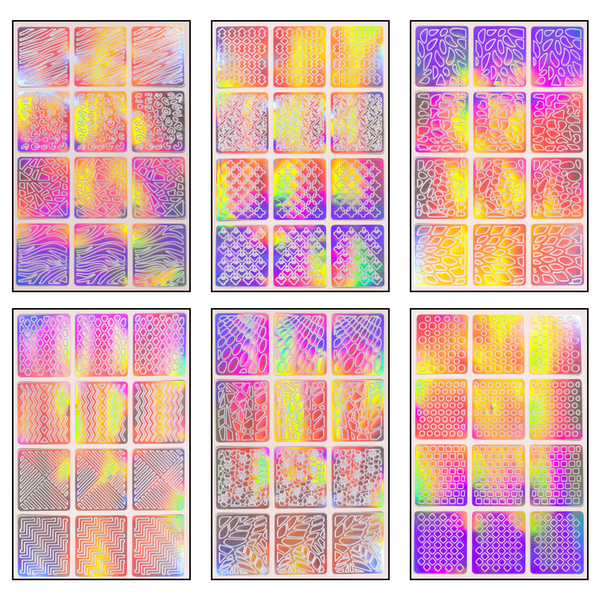 BEROMT Holographic Nail Stickers - 3 Random Designs (BNS1010H) | DIY Nail Art Decals for Home Manicures & Party Nail Decorations
