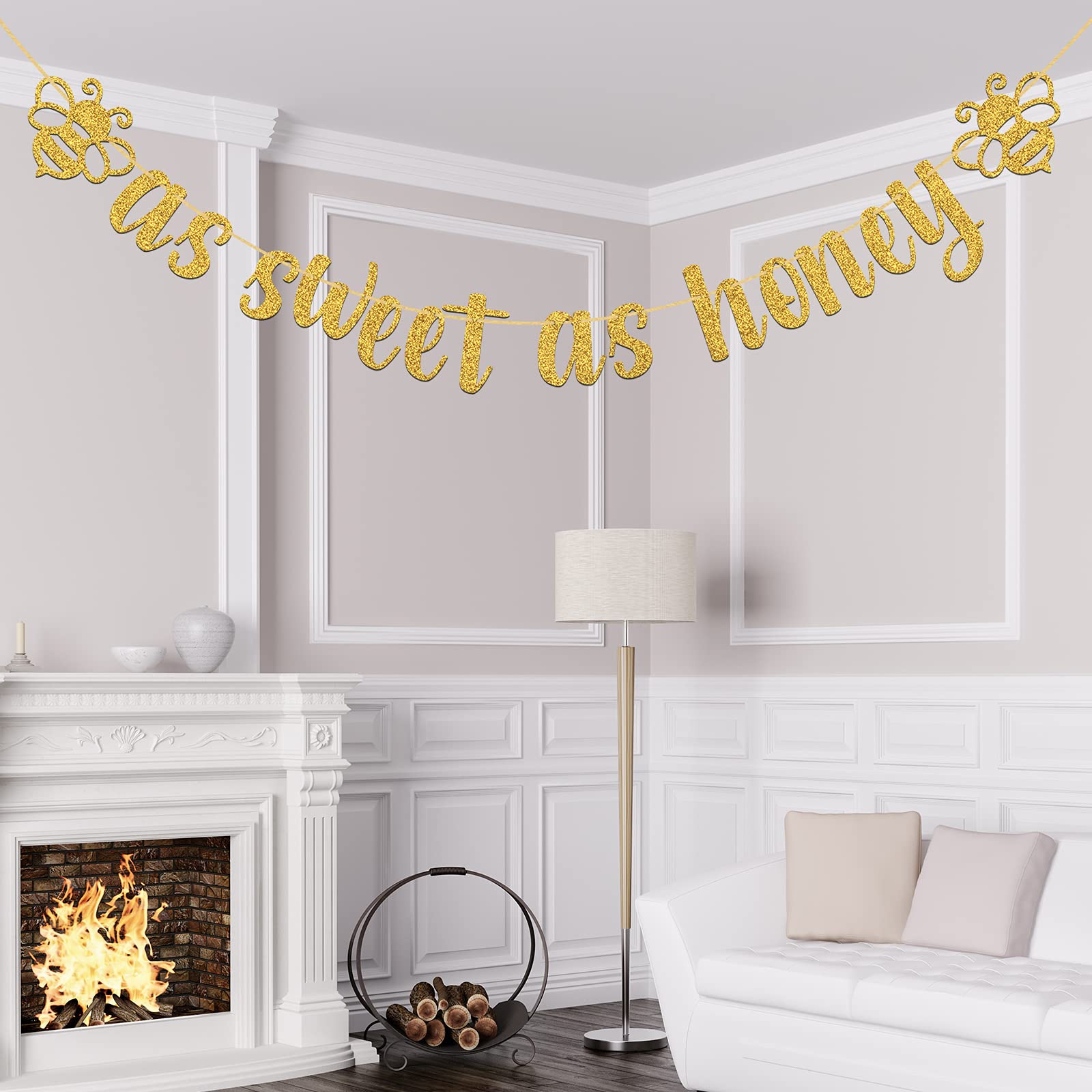 Gold Glitter Bee Theme Banner - Sweet As Honey Wedding, Engagement & Baby Shower Party Decorations | Perfect for Birthday Celebrations, Bridal Showers & Nursery Decor