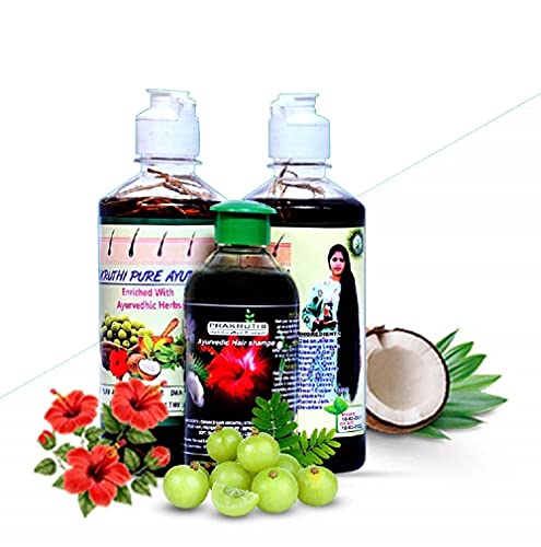 **PRAKRUTHI PURE AYURVEDA Adivasi Hair Oil & Herbal Shampoo Set for Hair Fall Control & Growth (1L Oil + 200ml Shampoo) – Natural Ayurvedic Solution for Stronger, Healthier Hair at Home & Salon**