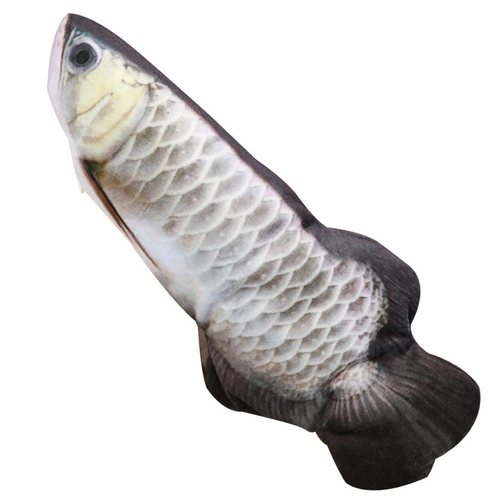 Electric Silver Arowana Fish Toy for Cats - Realistic Swimming Motion Plush Doll with Creative Design - Interactive Pet Toy for Playtime & Stress Relief (Battery Operated) - Perfect for Indoor Entertainment & Anxiety Relief