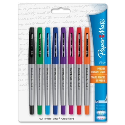 Papermate Flair Porous Point Pens - Ultra Fine Tip Marker Pens (0.4mm) with Assorted Vibrant Ink Colors, 8-Pack for Office, School, Note Taking & Creative Journaling - #62145