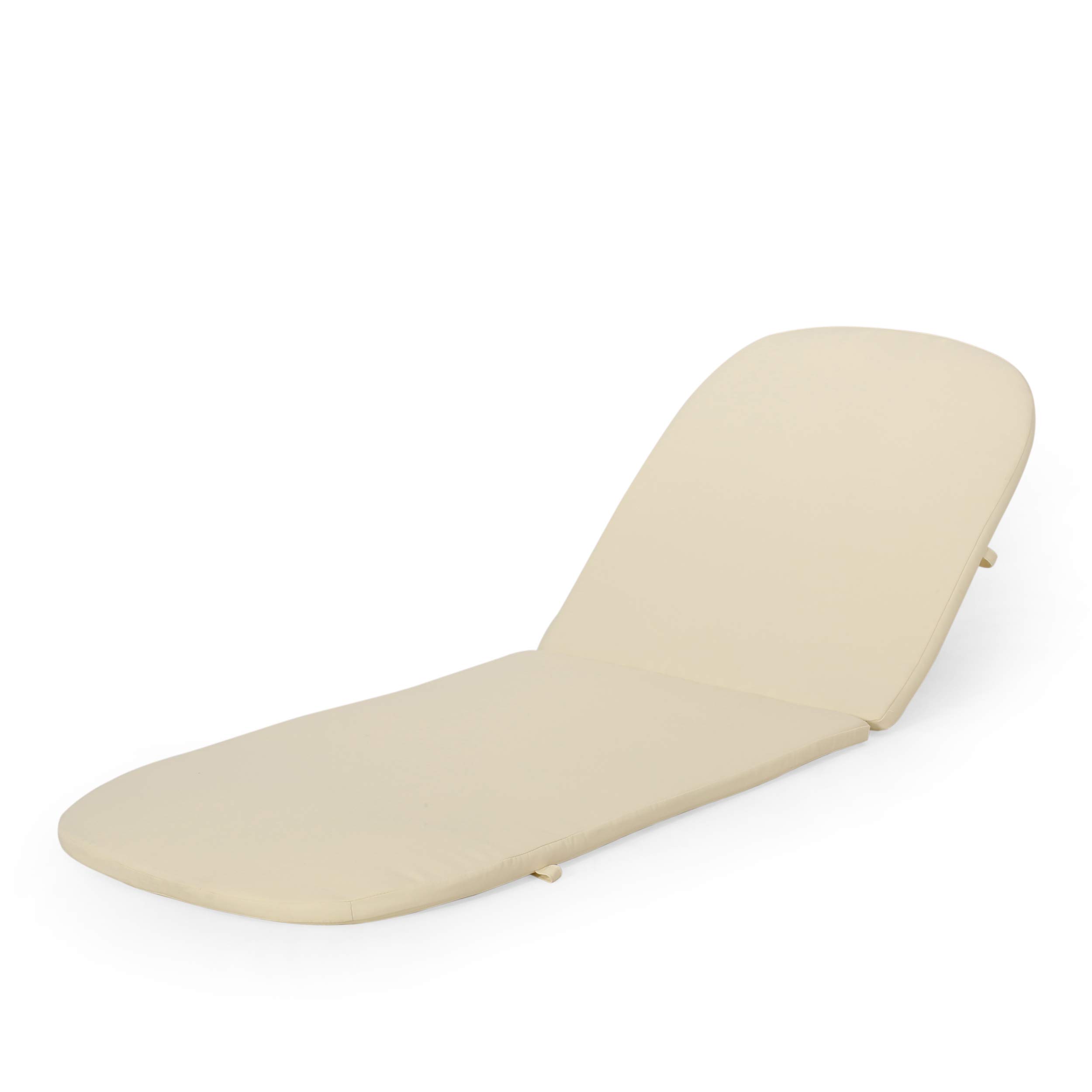 Christopher Knight Home Caspar Outdoor Water Resistant Chaise Lounge Cushions - Beige - Weatherproof Patio Furniture Cushions for Poolside, Deck, and Garden Relaxation