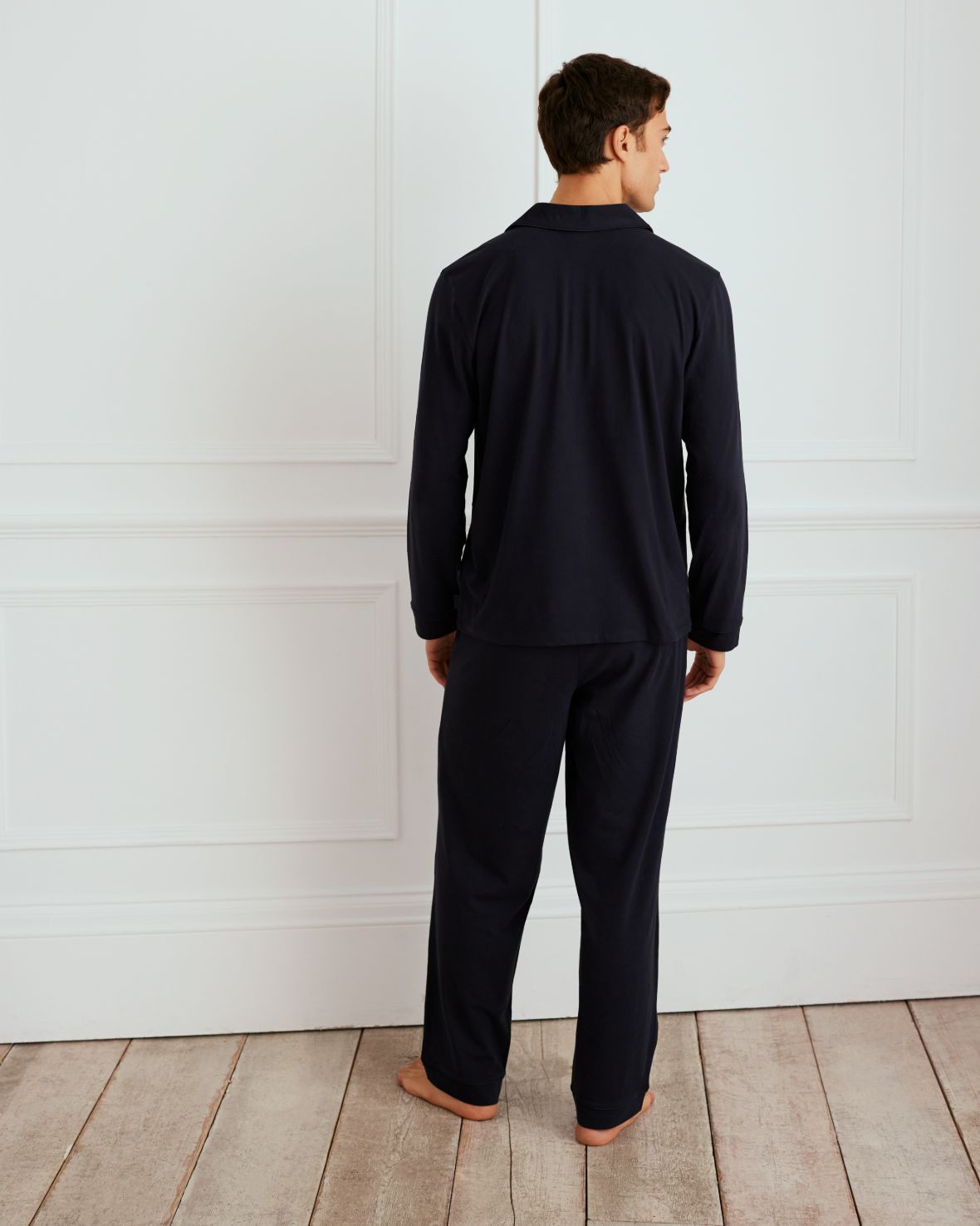 Organic Cotton Button-Up Long Sleeve Pajama Set for Women - Soft & Comfortable Sleepwear - Navy Blue - Perfect for Relaxing at Home or Gift Giving