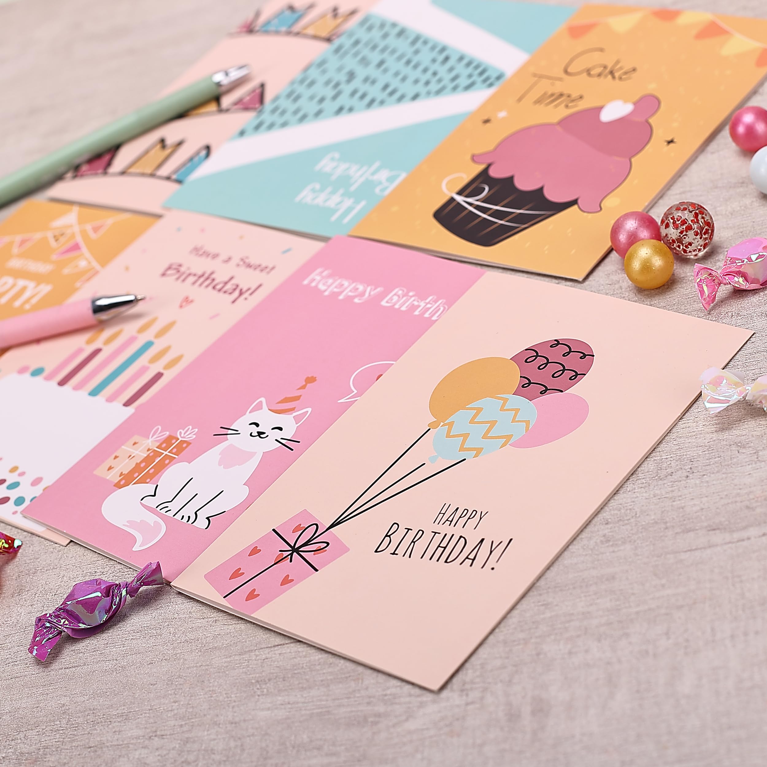 Mr. Pen Assorted Birthday Cards Pack - 20 Greeting Cards with Envelopes, 4x6 Inch Blank Inside Cards for Birthday Wishes, Parties & Special Occasions