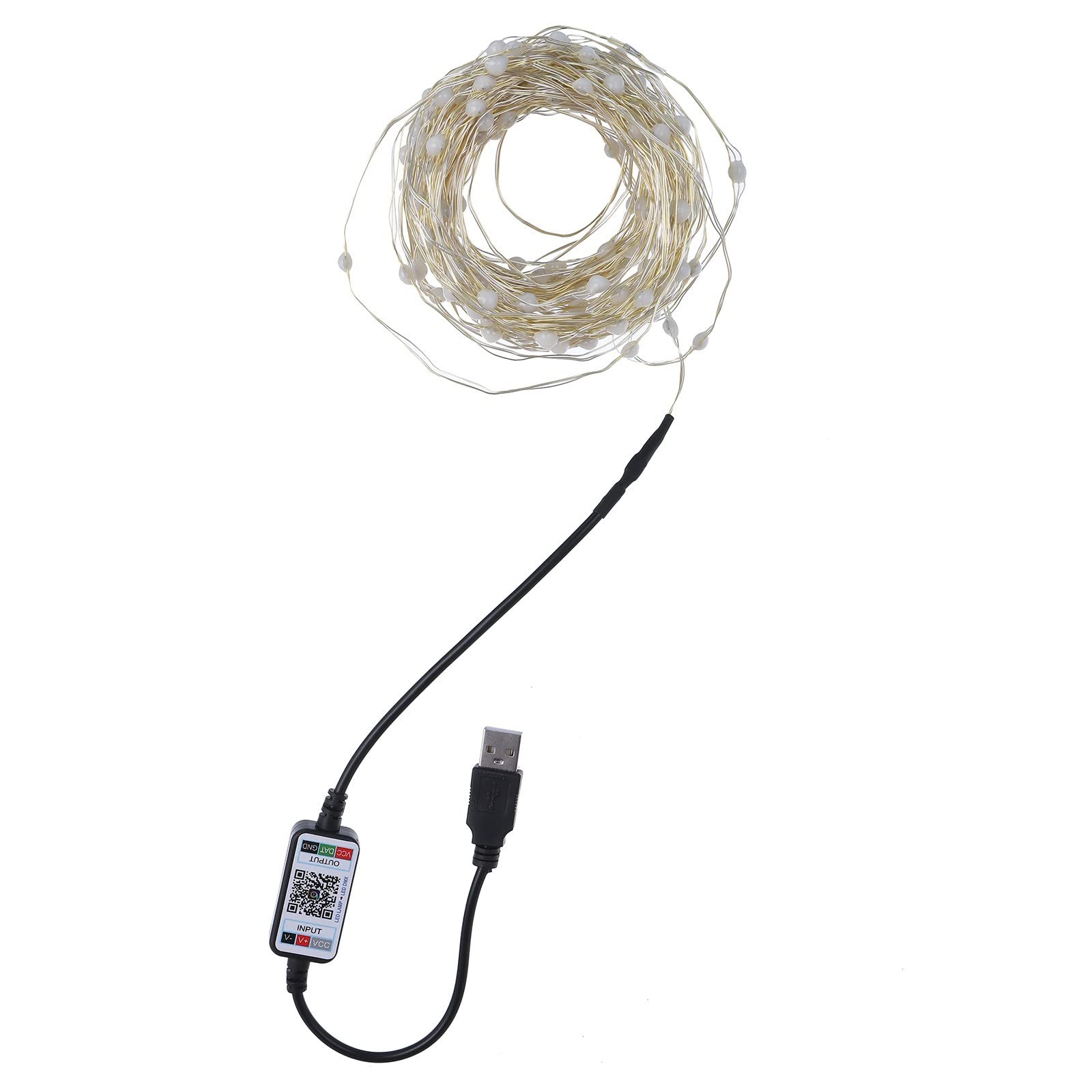 Bluetooth RGBW LED String Lights with APP Control - 5mm Warm White Christmas Tree Lights, USB Powered, Remote & Copper Wire - Perfect for Holiday Decor, Parties, and Home Ambiance