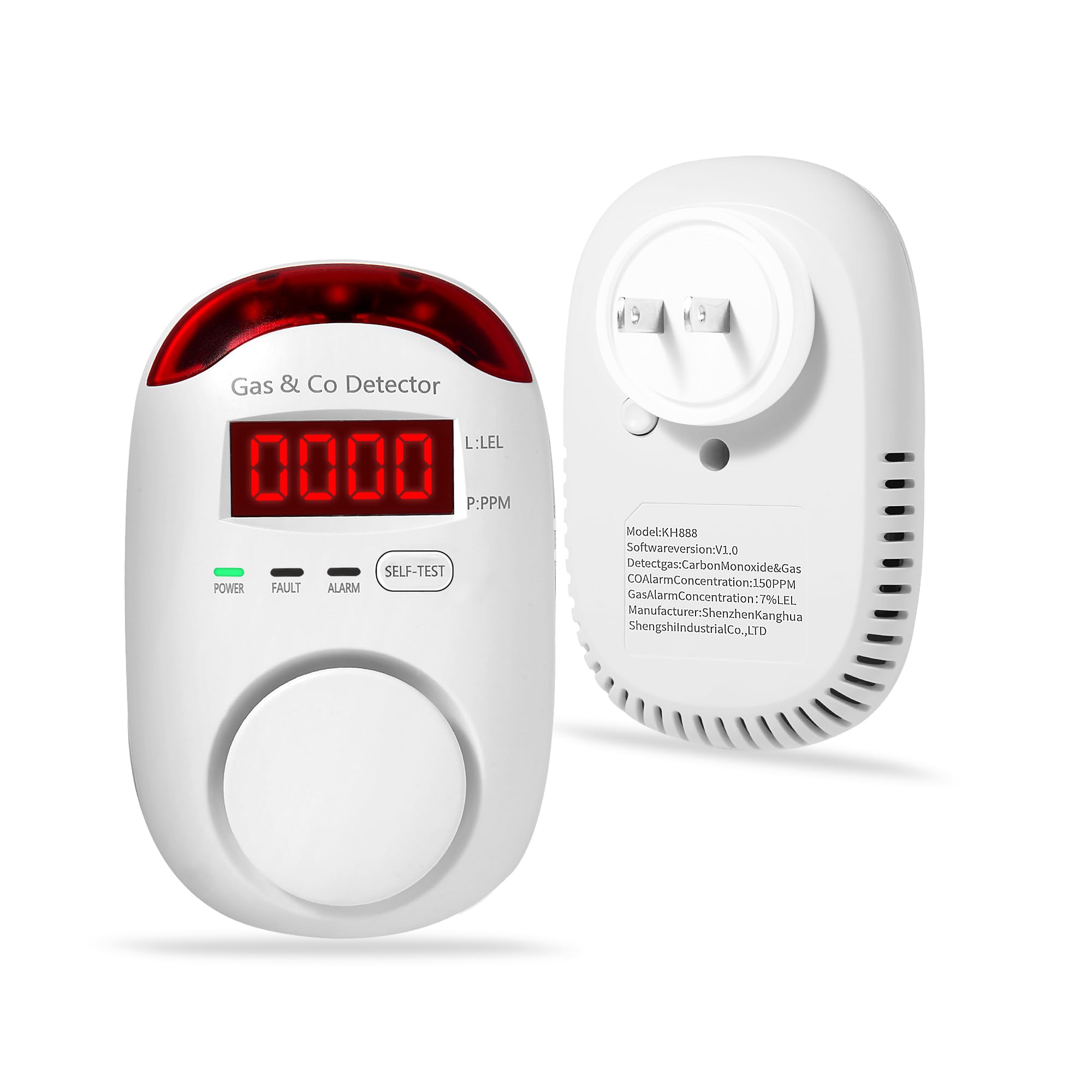 2-in-1 Plug-in Natural Gas & Carbon Monoxide Detector Alarm - CO, Propane, Methane & Explosive Gas Leak Detector for Home, RV, Kitchen, Garage - Easy Installation & Reliable Safety Protection