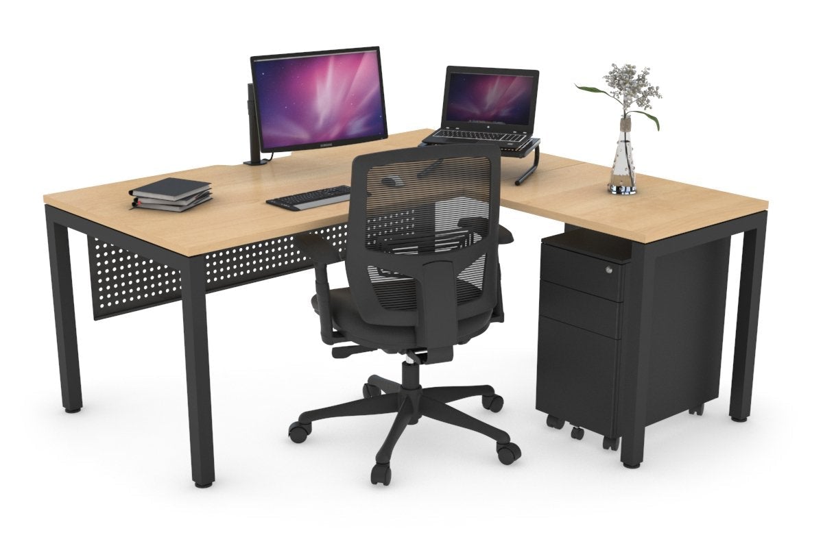 Quadro Square Legs L-Shaped Corner Office Desk - 1400L x 1550W with Cable Management | Modern Home Office & Gaming Desk for Small Spaces | Perfect for Workstations, Study & Remote Work