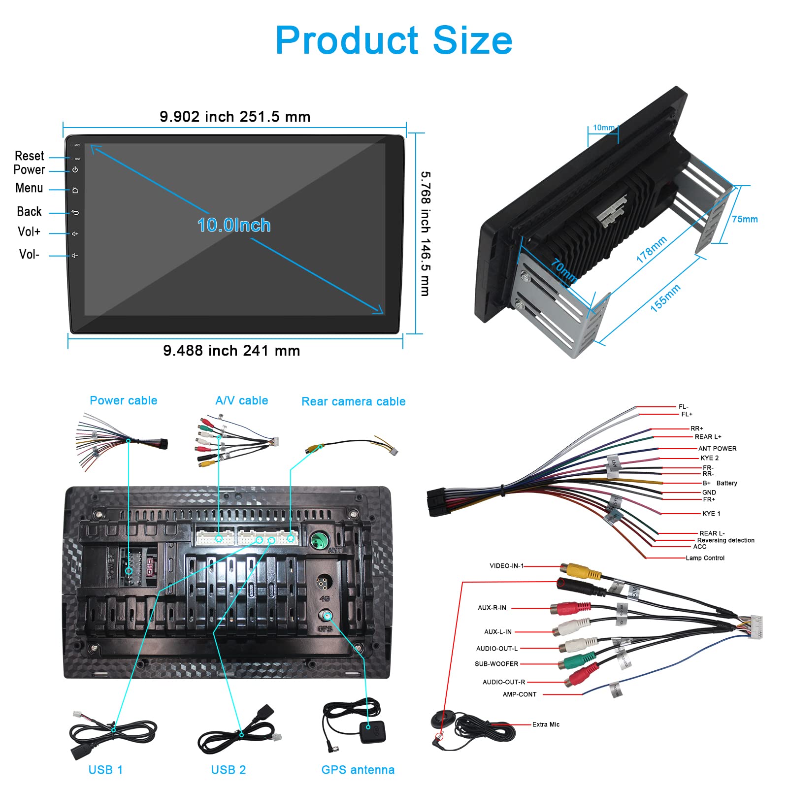 2024 New 10 Inch Android Car Stereo with GPS Navigation - Double Din Touch Screen 1280x720 HD Display - Bluetooth, FM, WiFi, Wireless CarPlay & Android Auto - Mirror Link for Phone Camera - Universal In-Dash Head Unit for Cars, Trucks & SUVs - Perfect for Road Trips & Daily Commuting