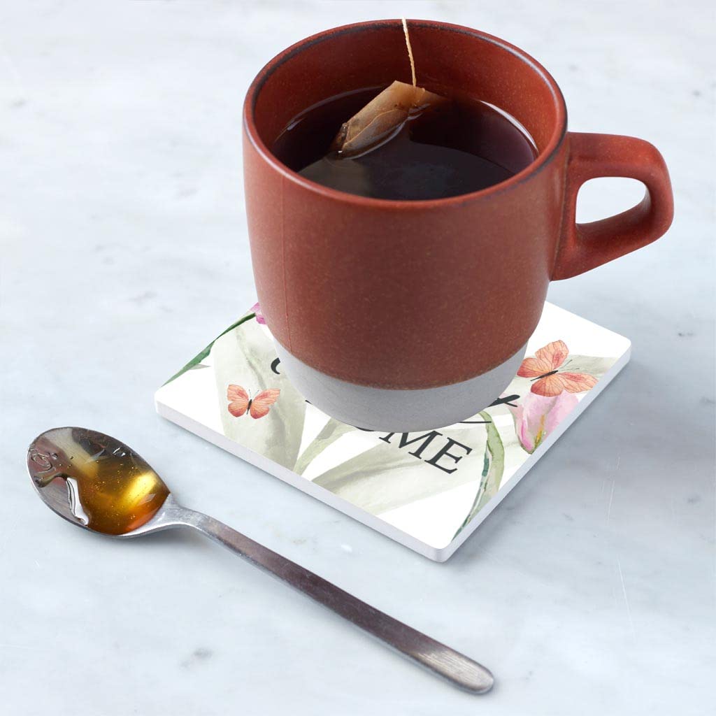 4-Pack Absorbent Ceramic Coasters 4x4 Inches Moss Mauve - Perfect for Coffee Tables, Dining Tables, and Home Decor