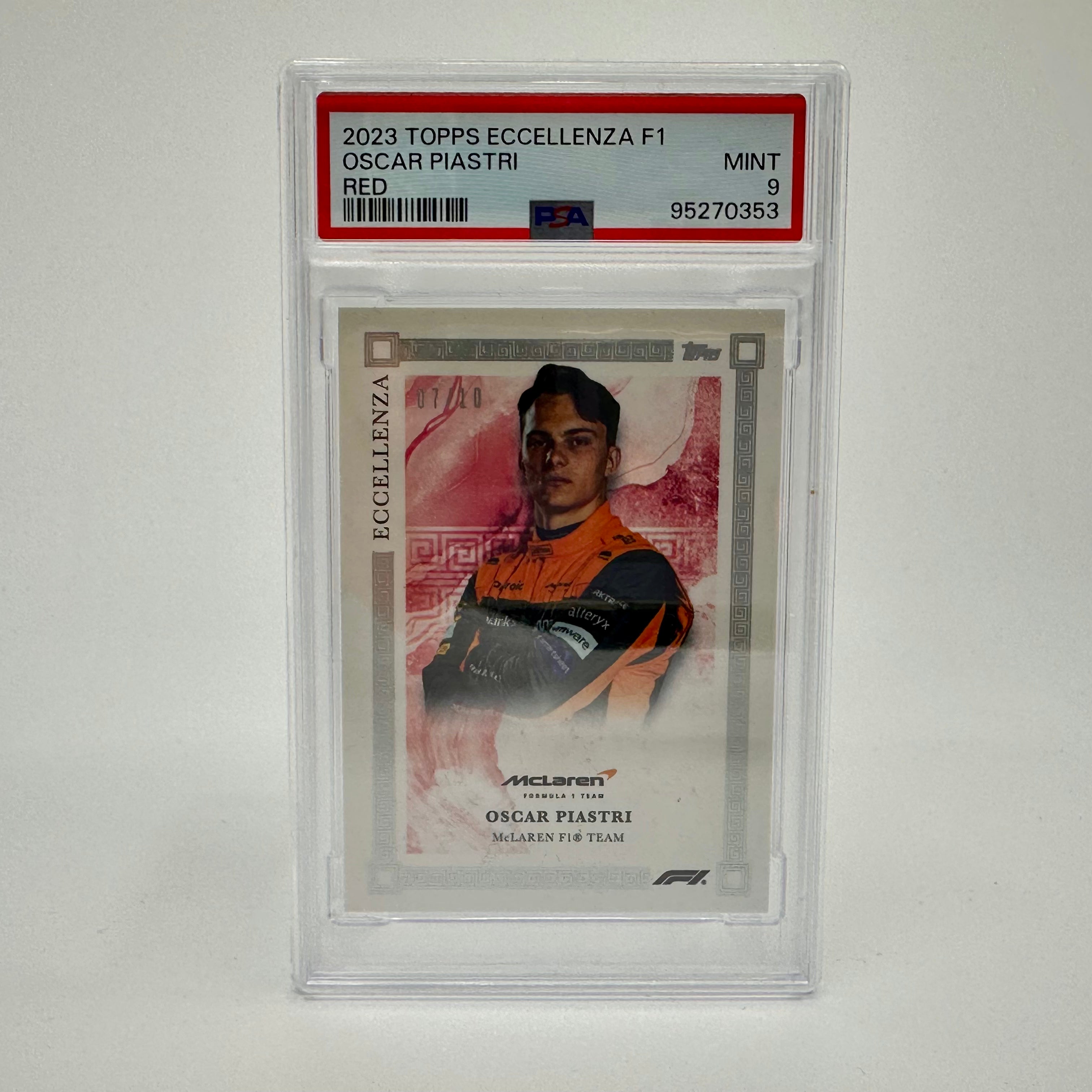 2023 Oscar Piastri Rookie Card PSA 9 - 07/10 Red Eccellenza Driver - Perfect for Collectors & Racing Fans, Great for Display & Investment